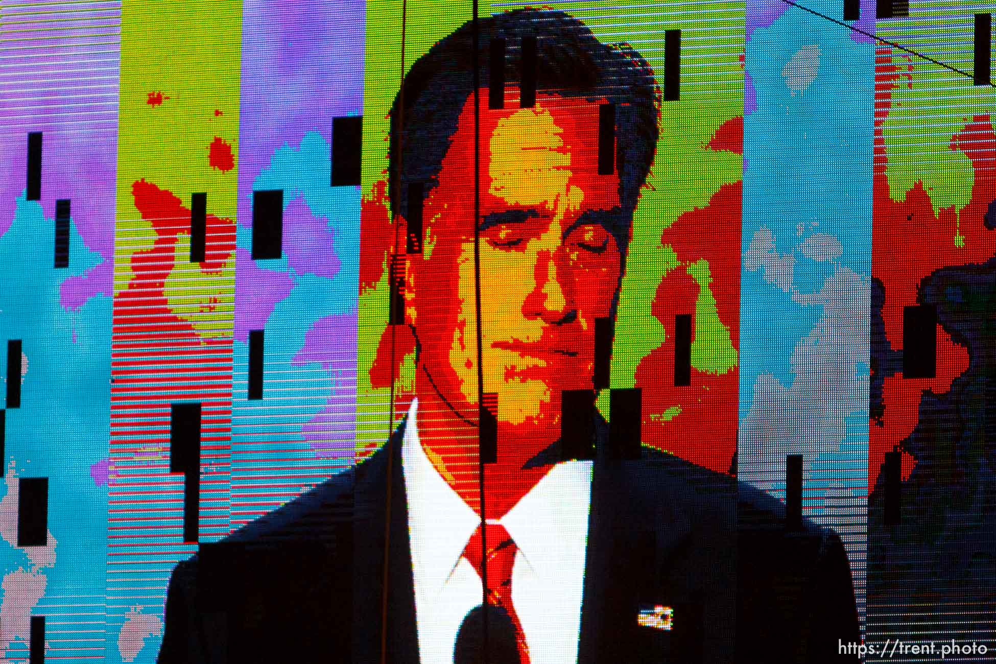 Trent Nelson  |  The Salt Lake Tribune
Images on the scoreboard LCD screen during Mitt Romney's speech at the Republican National Convention in Tampa, Florida, Thursday, August 30, 2012.