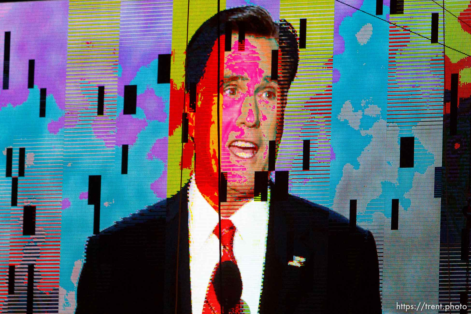 Trent Nelson  |  The Salt Lake Tribune
Images on the scoreboard LCD screen during Mitt Romney's speech at the Republican National Convention in Tampa, Florida, Thursday, August 30, 2012.