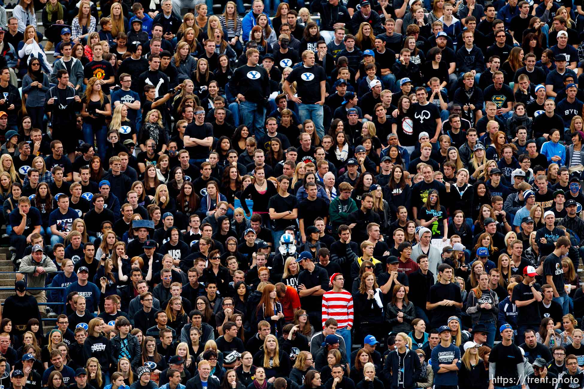 Trent Nelson  |  The Salt Lake Tribune
BYU fans, including Waldo, as BYU hosts Oregon State college football Saturday October 13, 2012 in Provo, Utah.