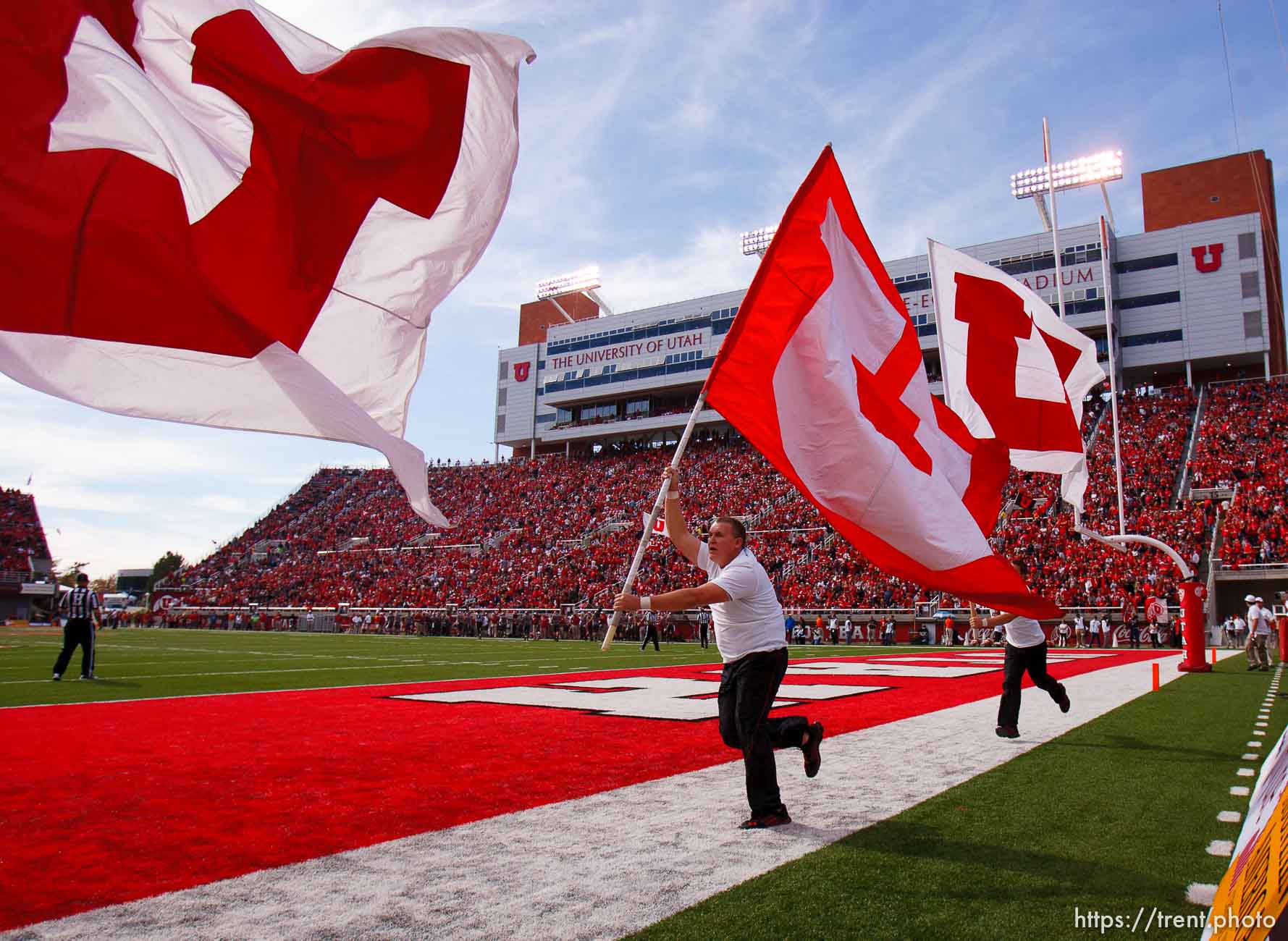 Trent Nelson  |  The Salt Lake Tribune
Utah celebrates a first quarter touchdown as Utah hosts Washington State, college football at Rice-Eccles Stadium Saturday November 3, 2012 in Salt Lake City.