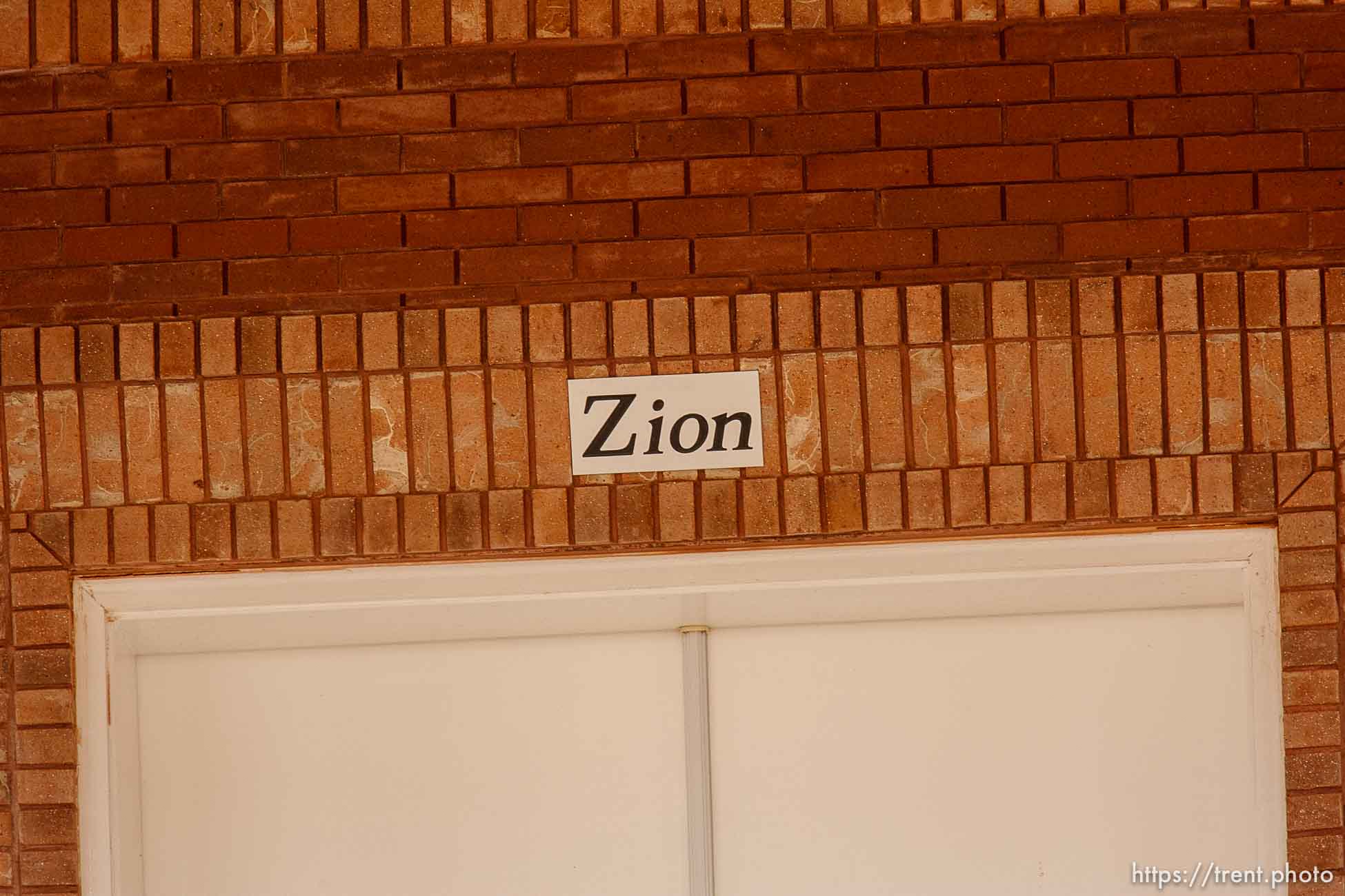 Zion sign over door, warren jeffs home, Friday November 30, 2012.