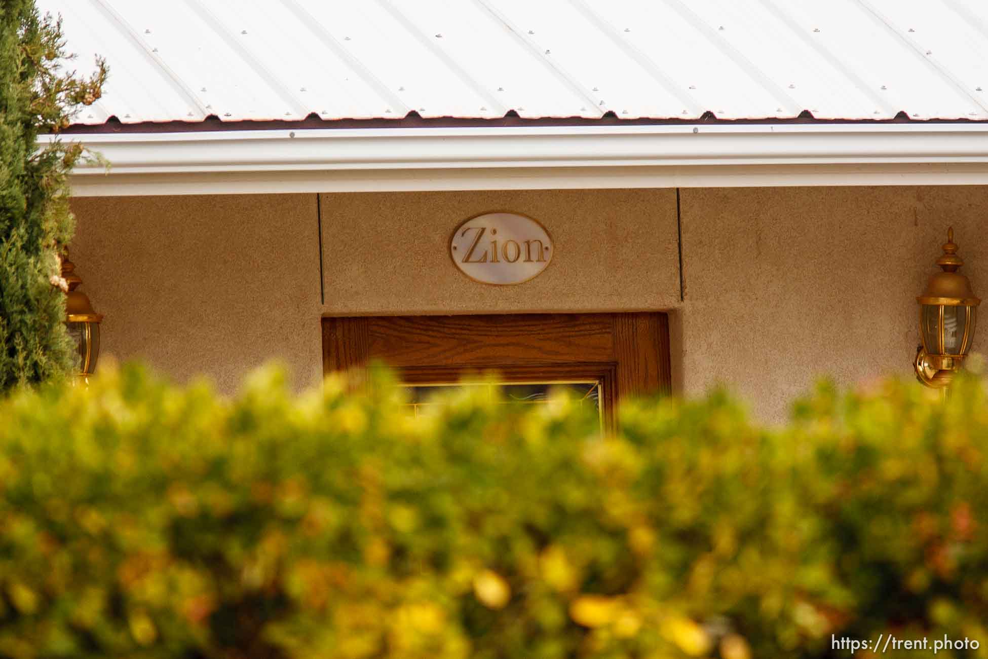 Zion sign over door, Friday November 30, 2012.