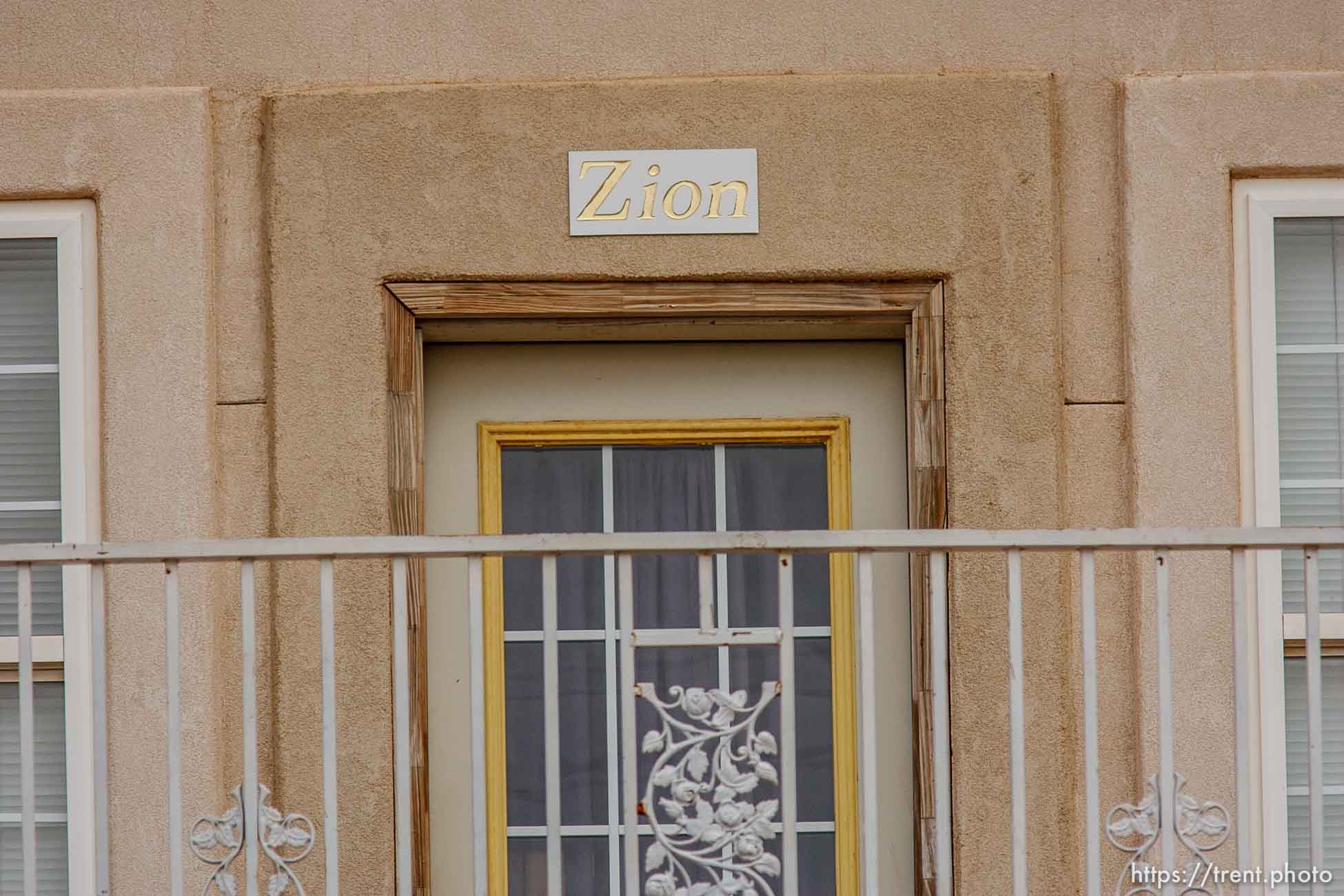 Zion sign over door, Friday November 30, 2012.