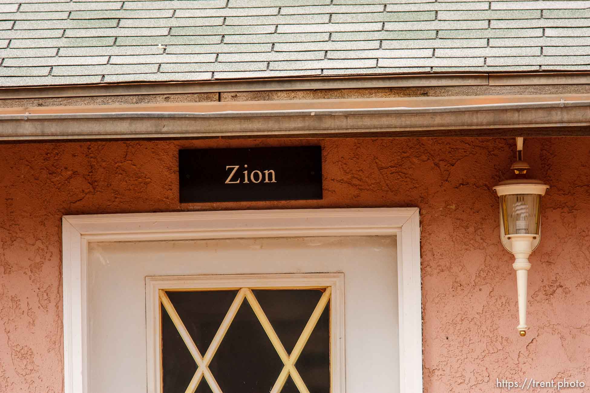 Zion sign over door, Friday November 30, 2012.