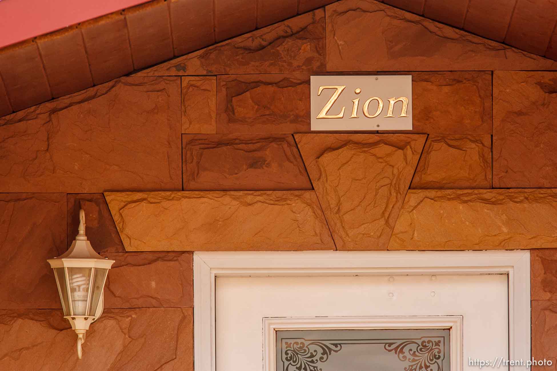 Zion sign over door, Friday November 30, 2012.