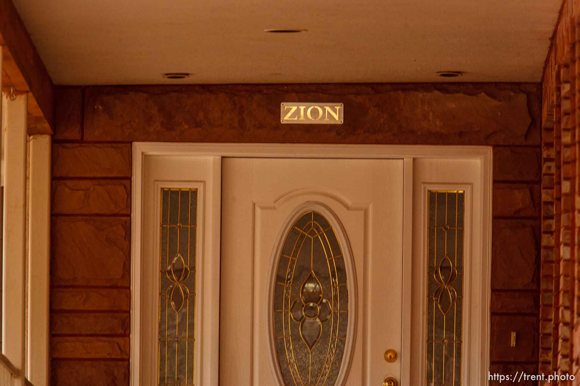 Zion sign over door, Friday November 30, 2012.