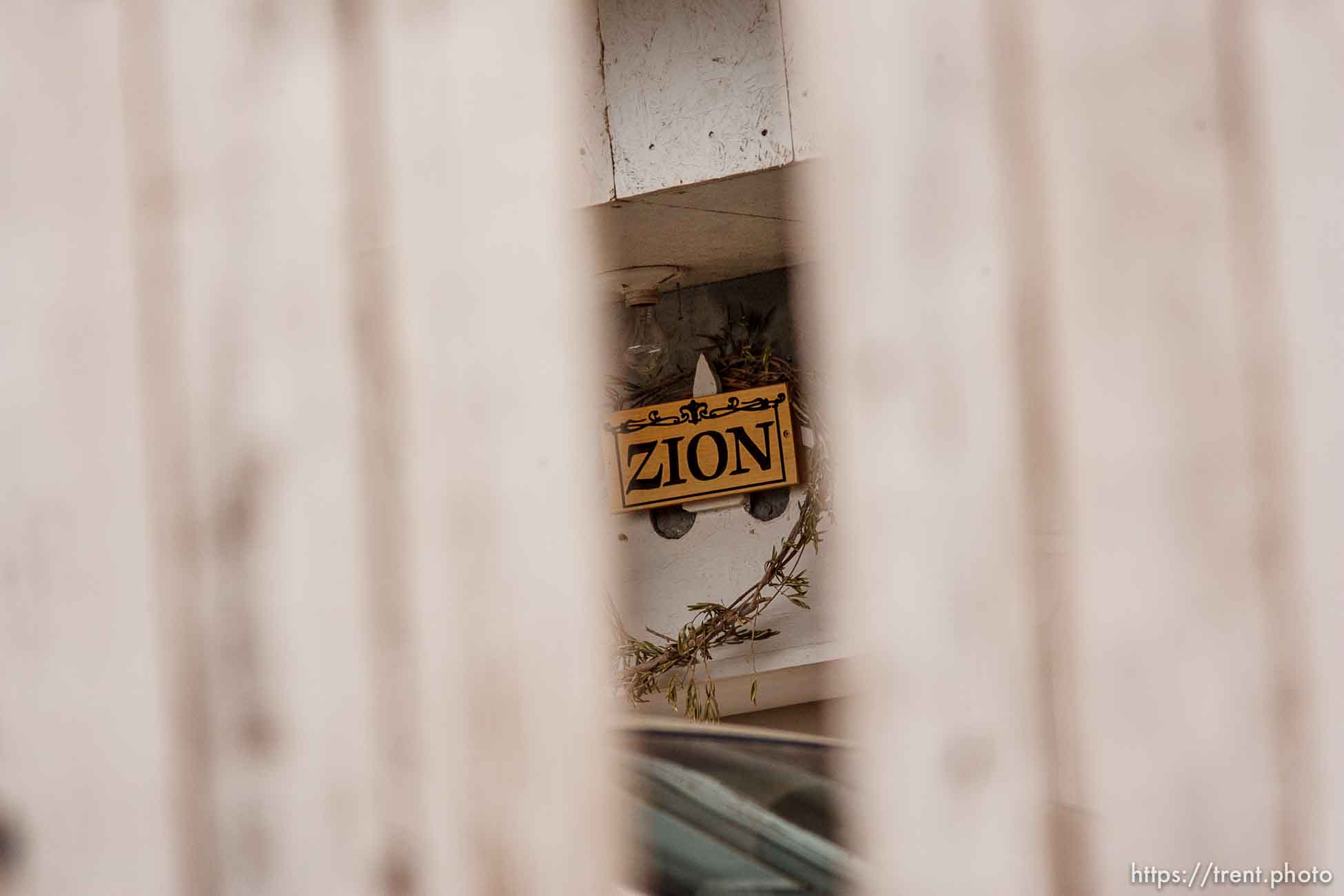 Zion sign over door, Friday November 30, 2012.