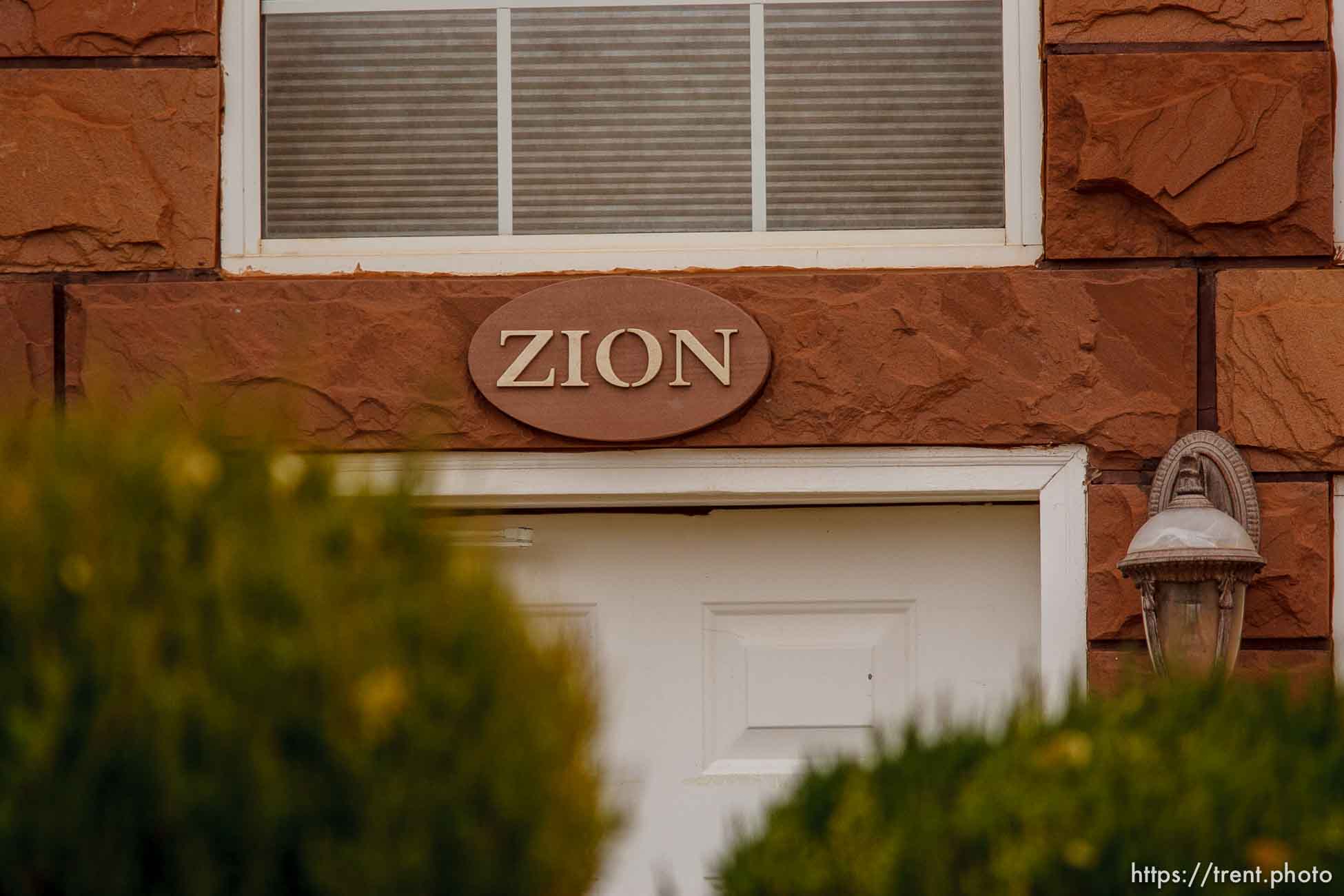 Zion sign over door, Friday November 30, 2012.