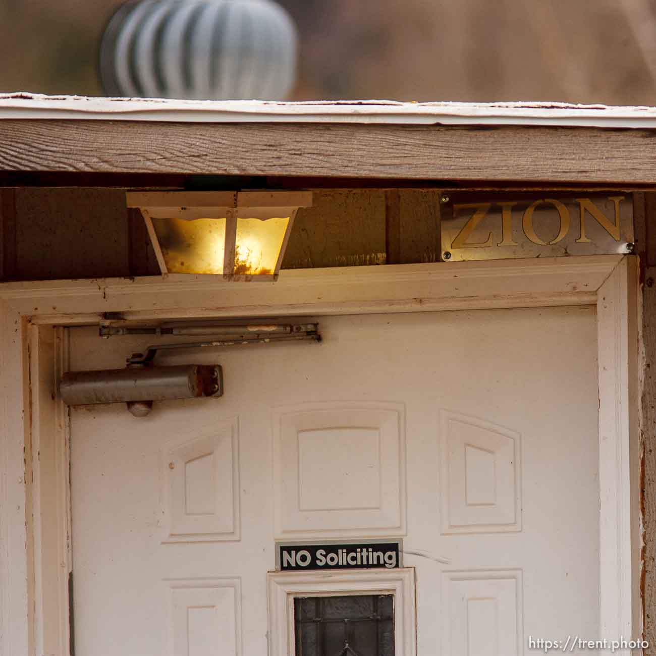 Zion sign over door, Friday November 30, 2012.