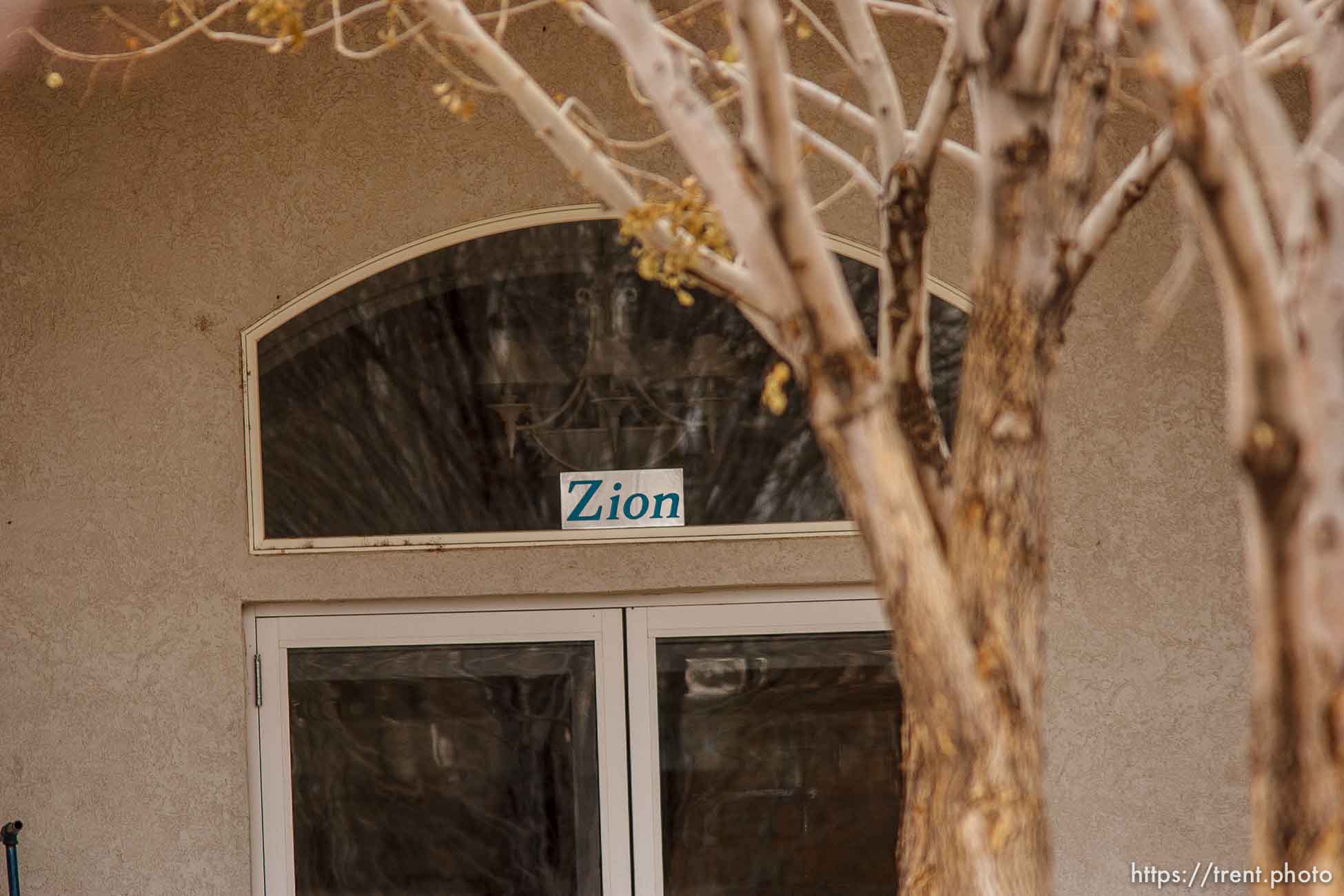 Zion sign over door, Friday November 30, 2012.