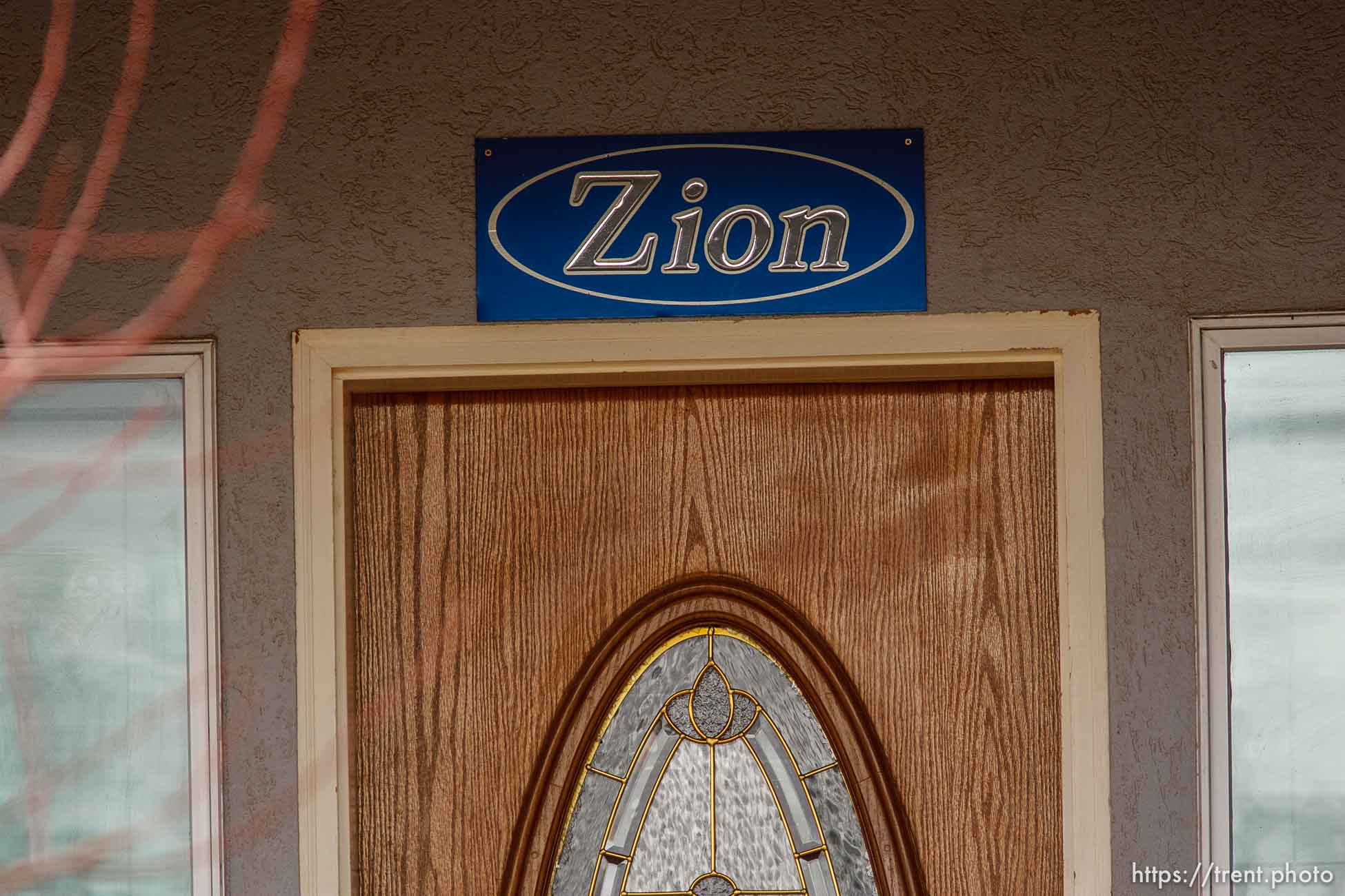 Zion sign over door, Friday November 30, 2012.