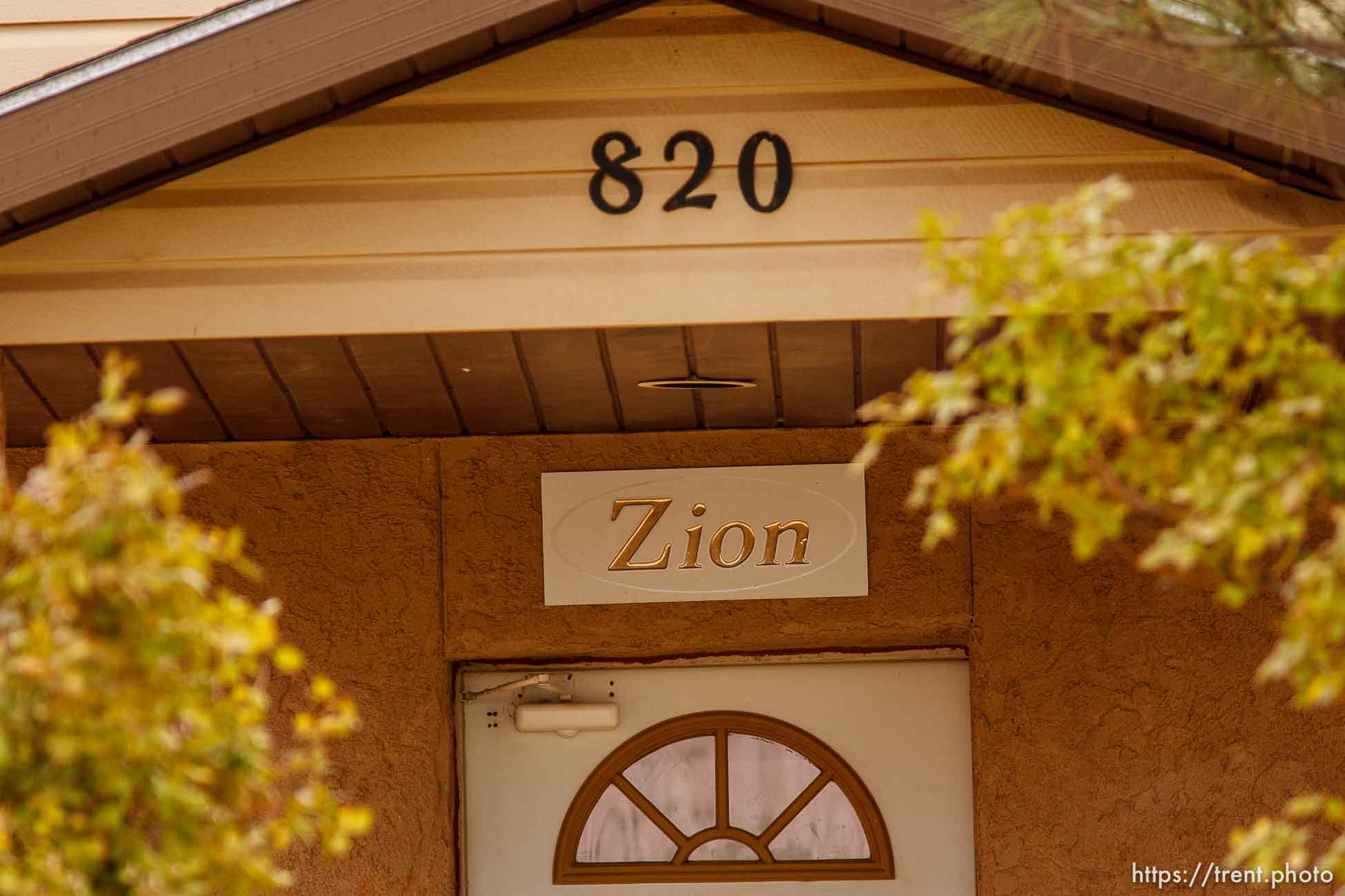 Zion sign over door, Friday November 30, 2012.