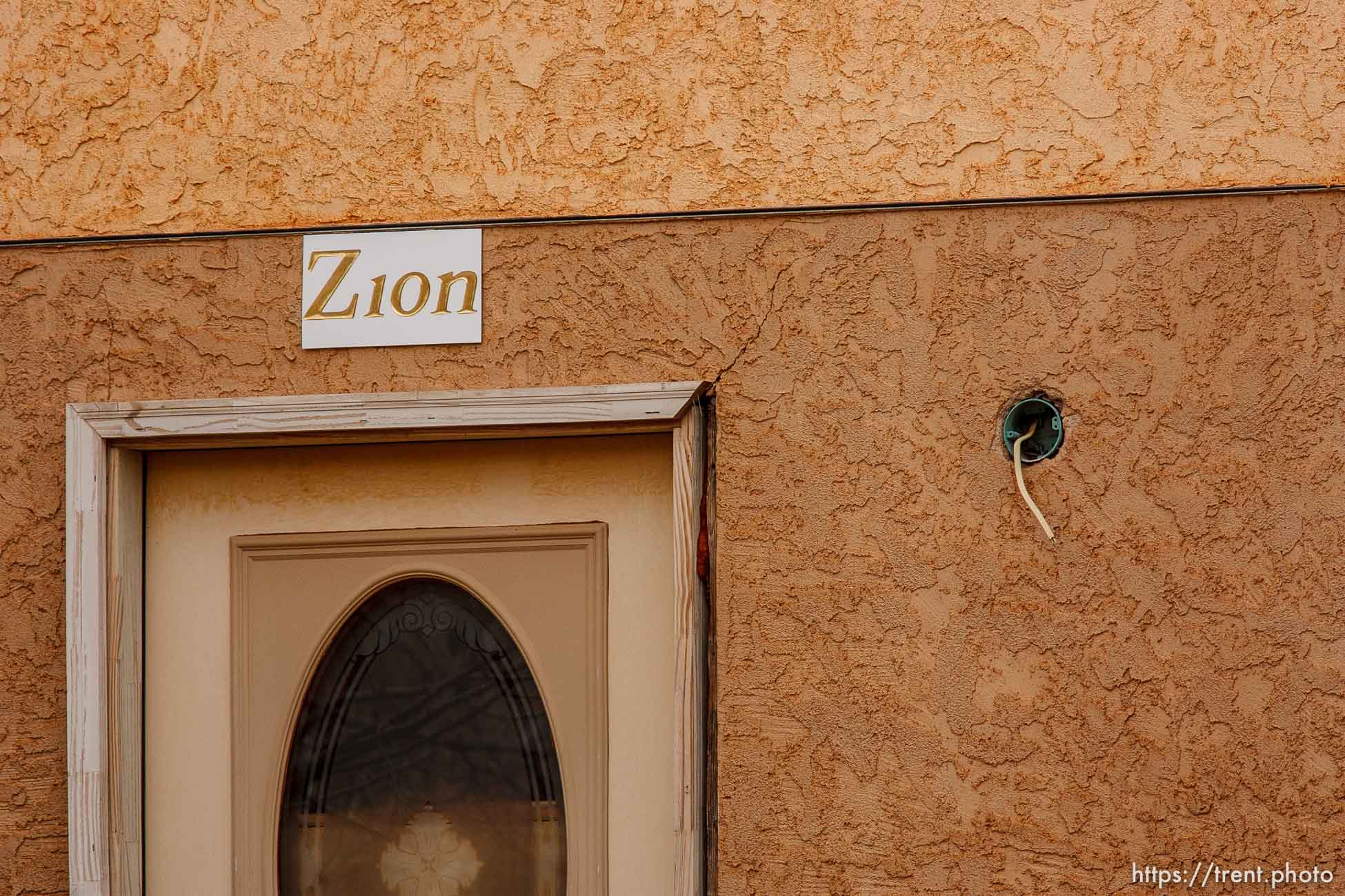 Zion sign over door, Friday November 30, 2012.