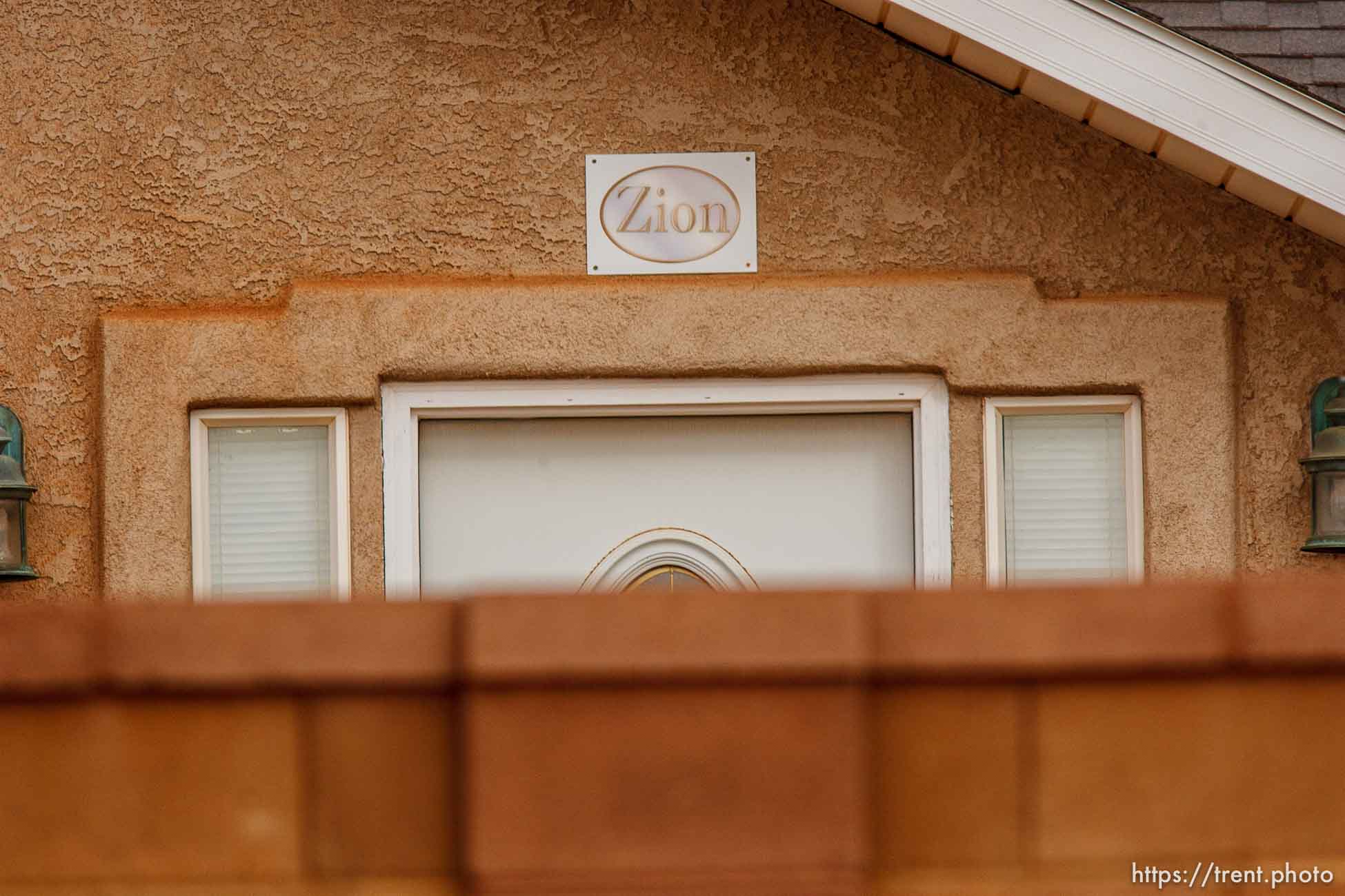 Zion sign over door, Friday November 30, 2012.