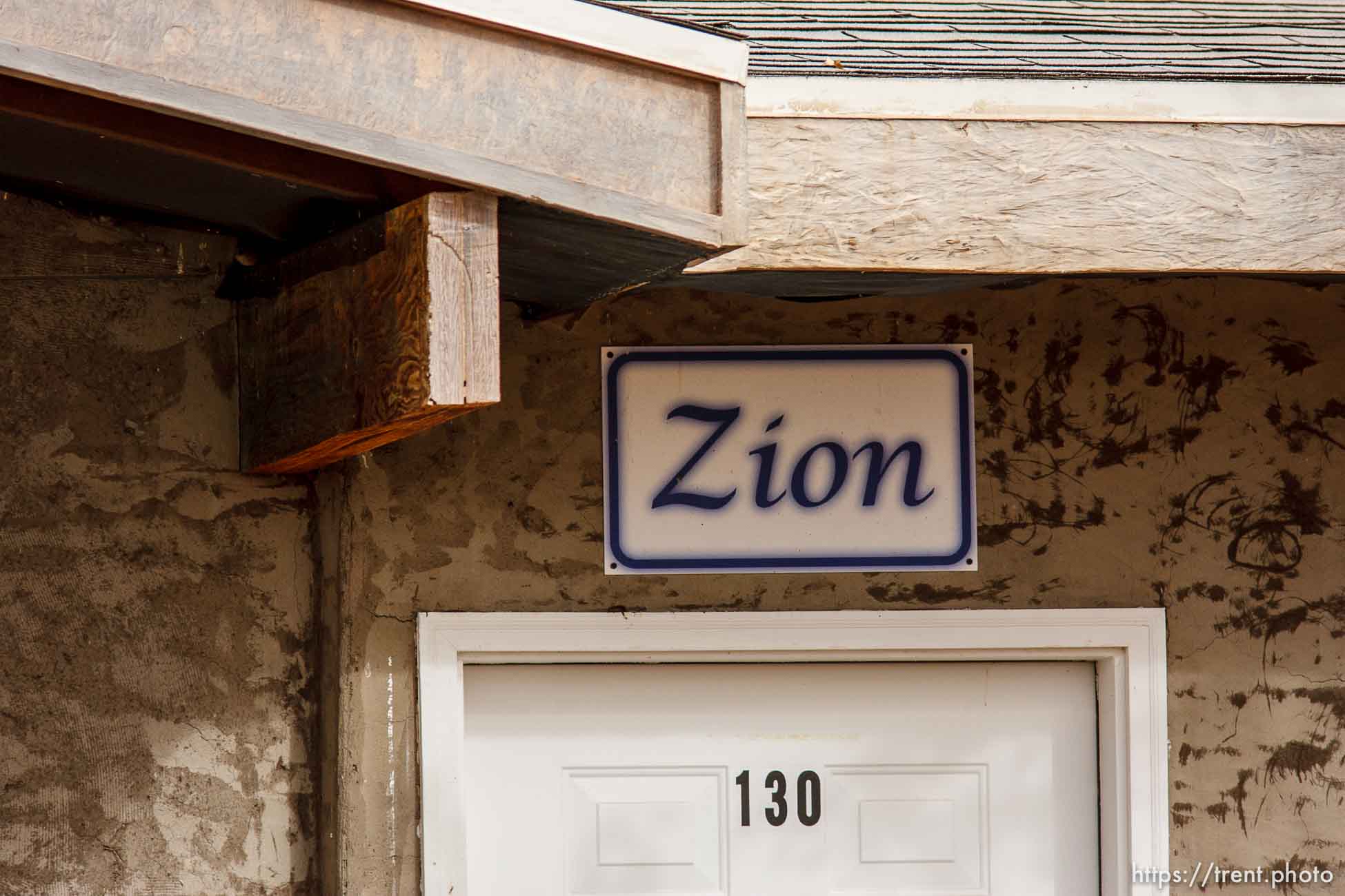 Zion sign over door, Friday November 30, 2012.