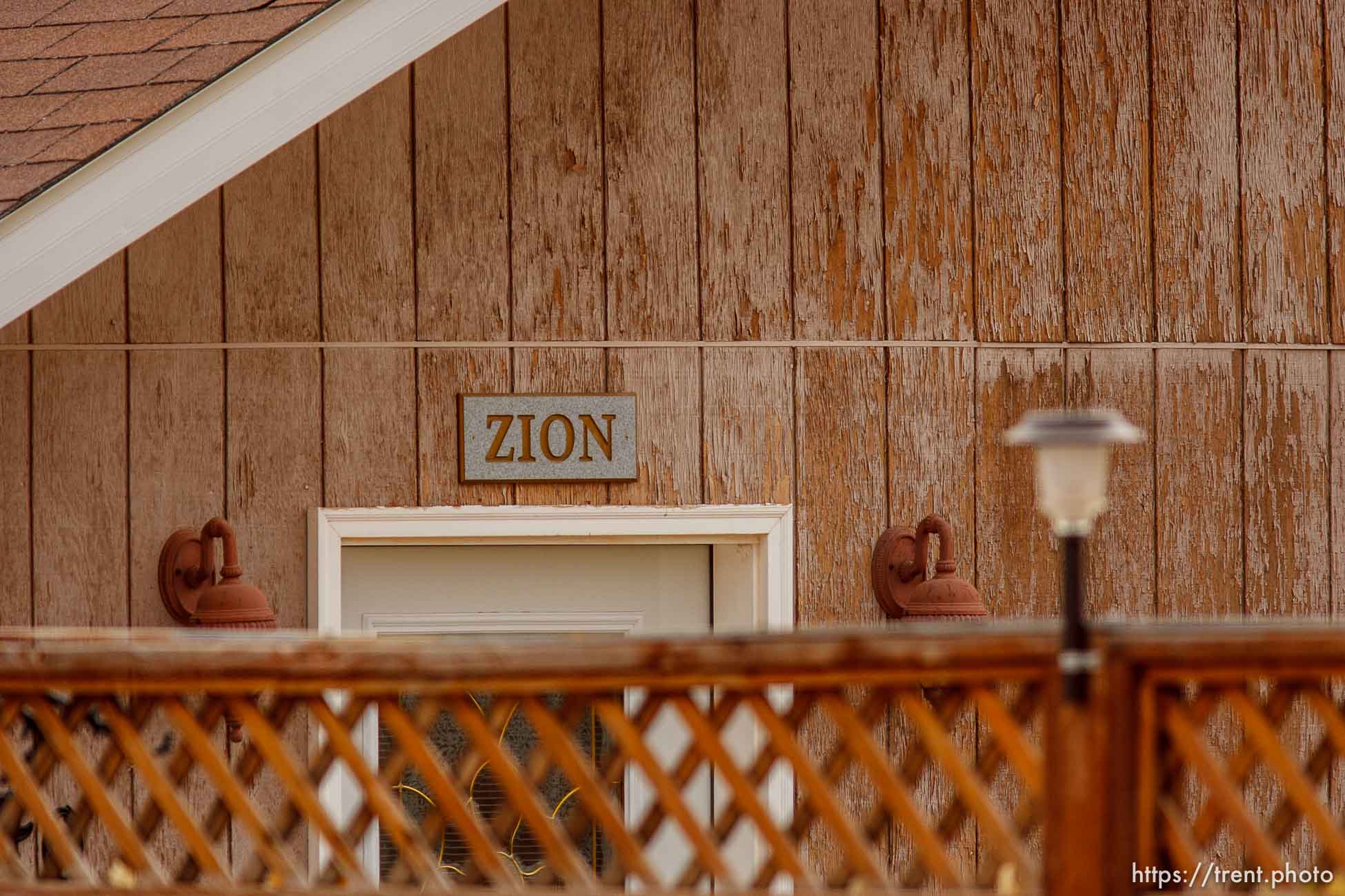 Zion sign over door, Friday November 30, 2012.