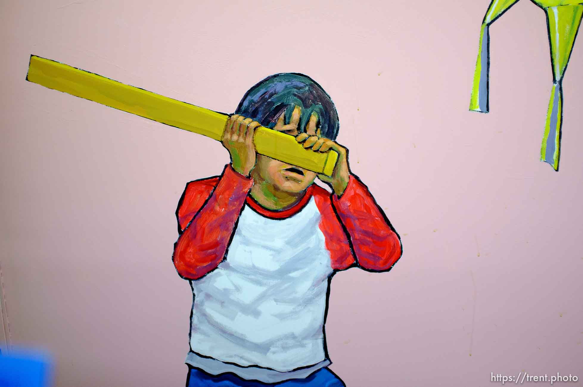 painting of boy hitting piñata, Wednesday December 12, 2012