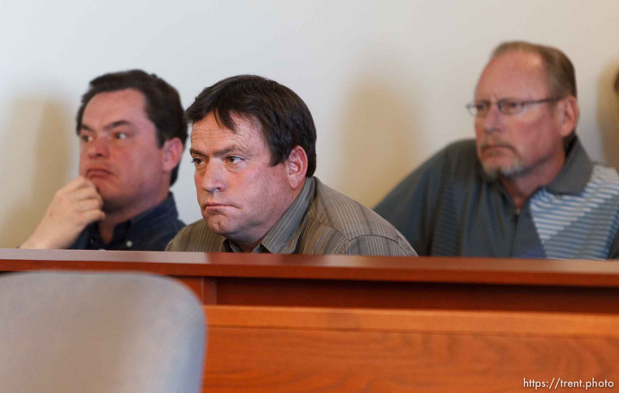 Trent Nelson  |  The Salt Lake Tribune
William E. Jessop listens during a court hearing on the polygamous UEP land trust, Friday April 12, 2013 in Salt Lake City. At right is Richard Holm.