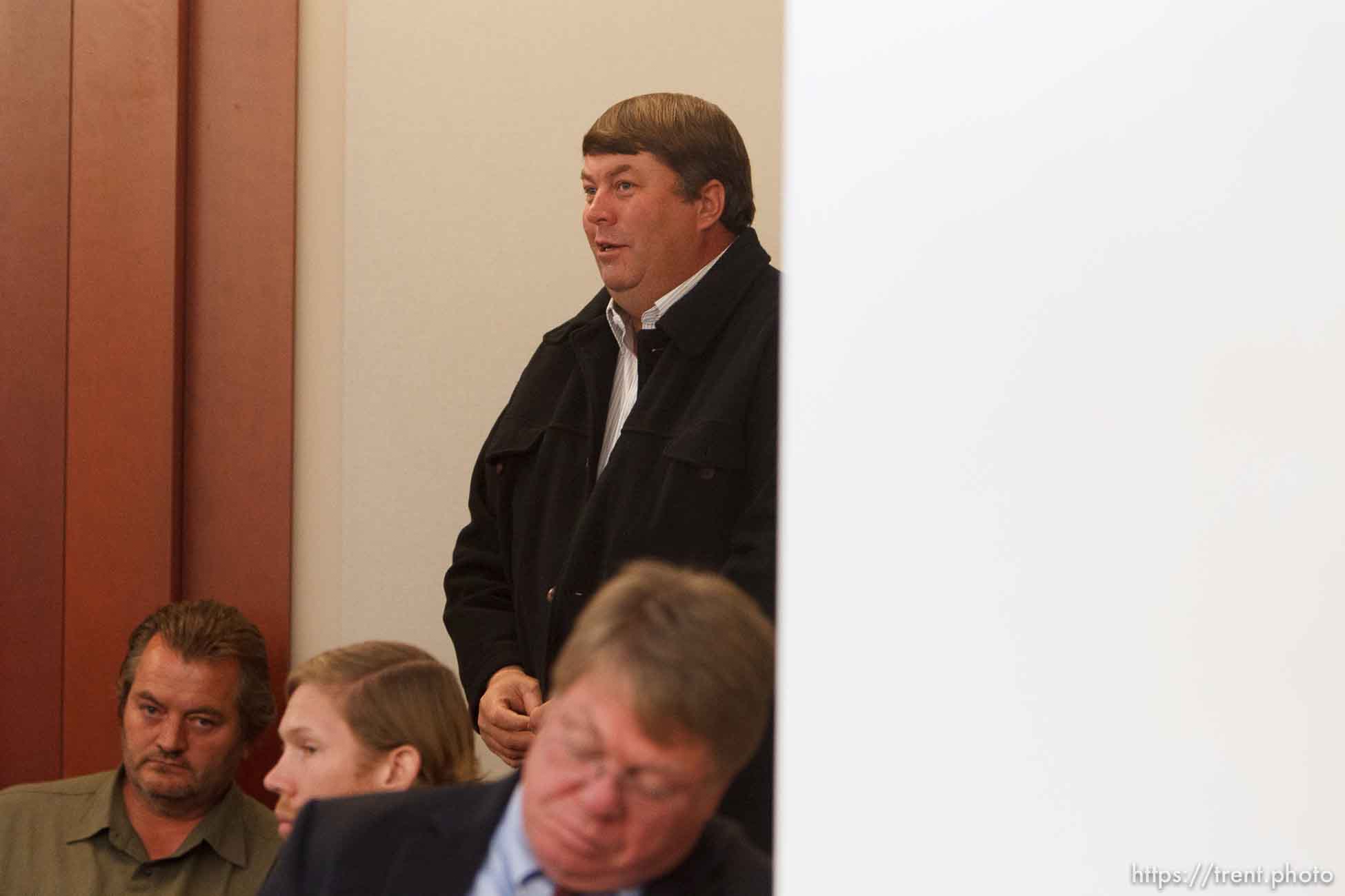 Trent Nelson  |  The Salt Lake Tribune
Willie Jessop speaks during a court hearing on the polygamous UEP land trust, Friday April 12, 2013 in Salt Lake City. Lee Steed, Jim Dalrymple II, Val Oveson