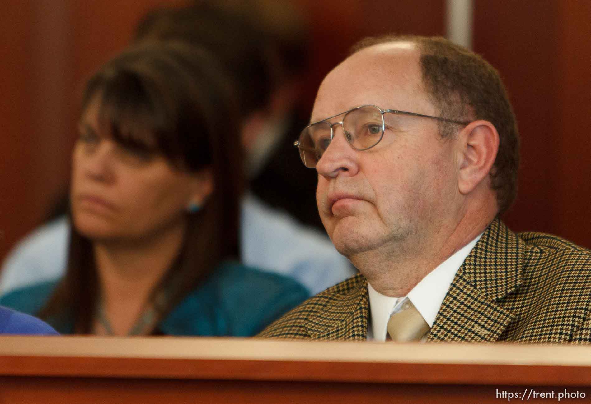 Trent Nelson  |  The Salt Lake Tribune
Margaret Cooke and Jethro Barlow listen during a court hearing on the polygamous UEP land trust, Friday April 12, 2013 in Salt Lake City.