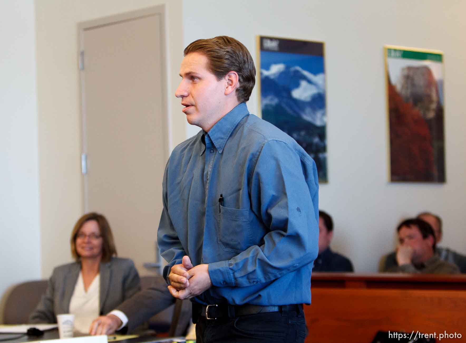 Trent Nelson  |  The Salt Lake Tribune
Don Barlow prepares to speak during a court hearing on the polygamous UEP land trust, Friday April 12, 2013 in Salt Lake City.