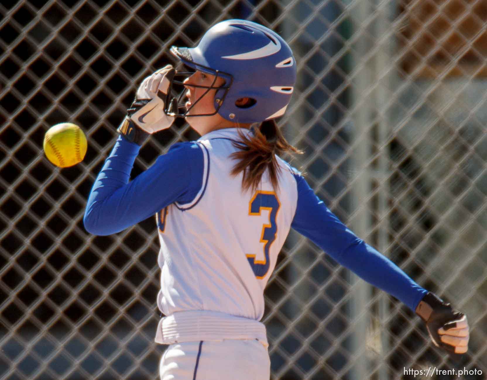 Taylorsville's Tashia Francum tries to outrun the throw to first as Taylorsville defeats West High School softball, Thursday April 18, 2013 in Taylorsville.