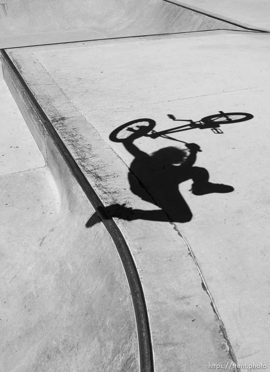 Trent Nelson  |  The Salt Lake Tribune
Devan Latturner catches air working on a tailwhip trick on his BMX bike at the Layton City skatepark Thursday June 6, 2013.