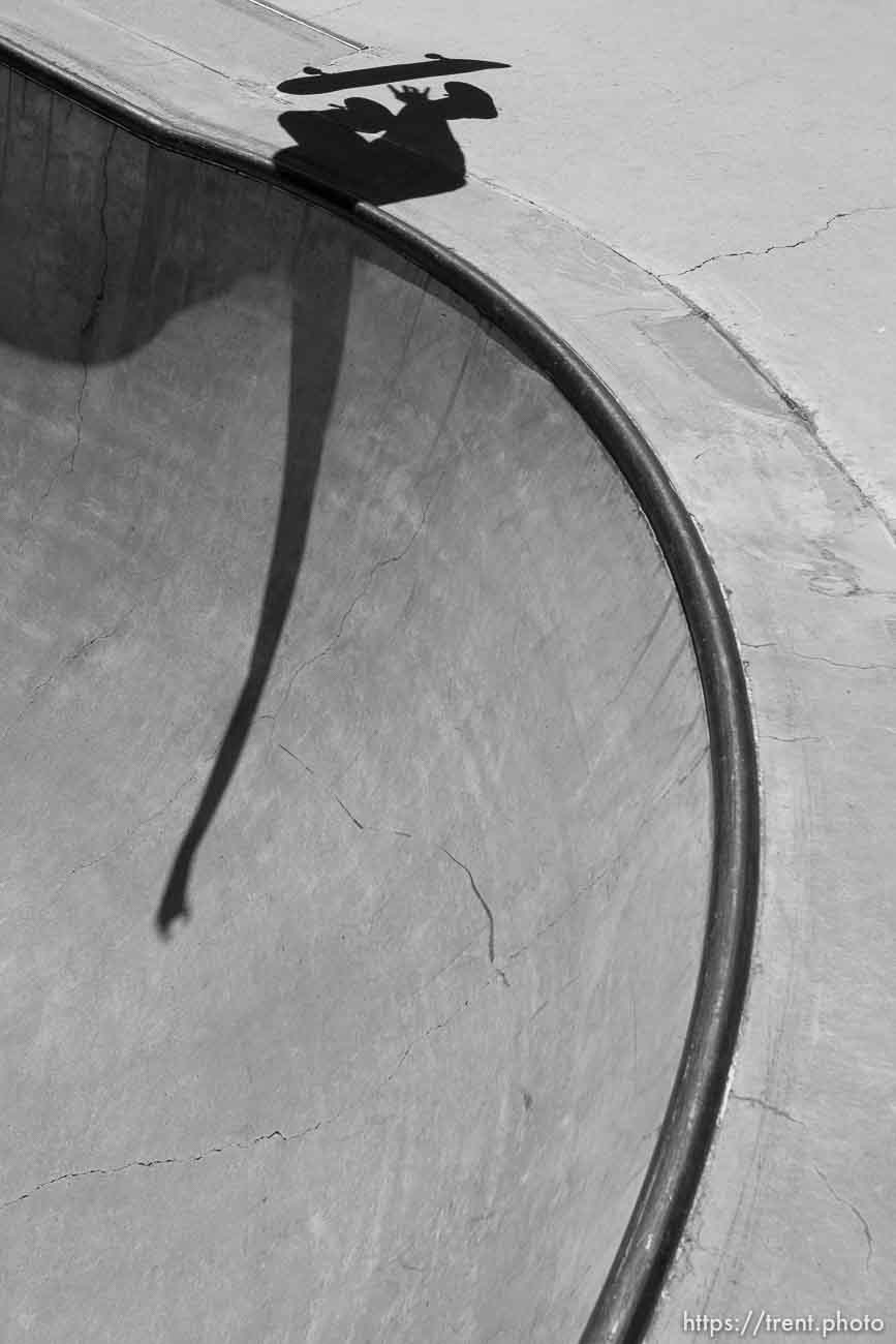 Trent Nelson  |  The Salt Lake Tribune
skateboard shadow at the Layton City skatepark Thursday June 6, 2013.