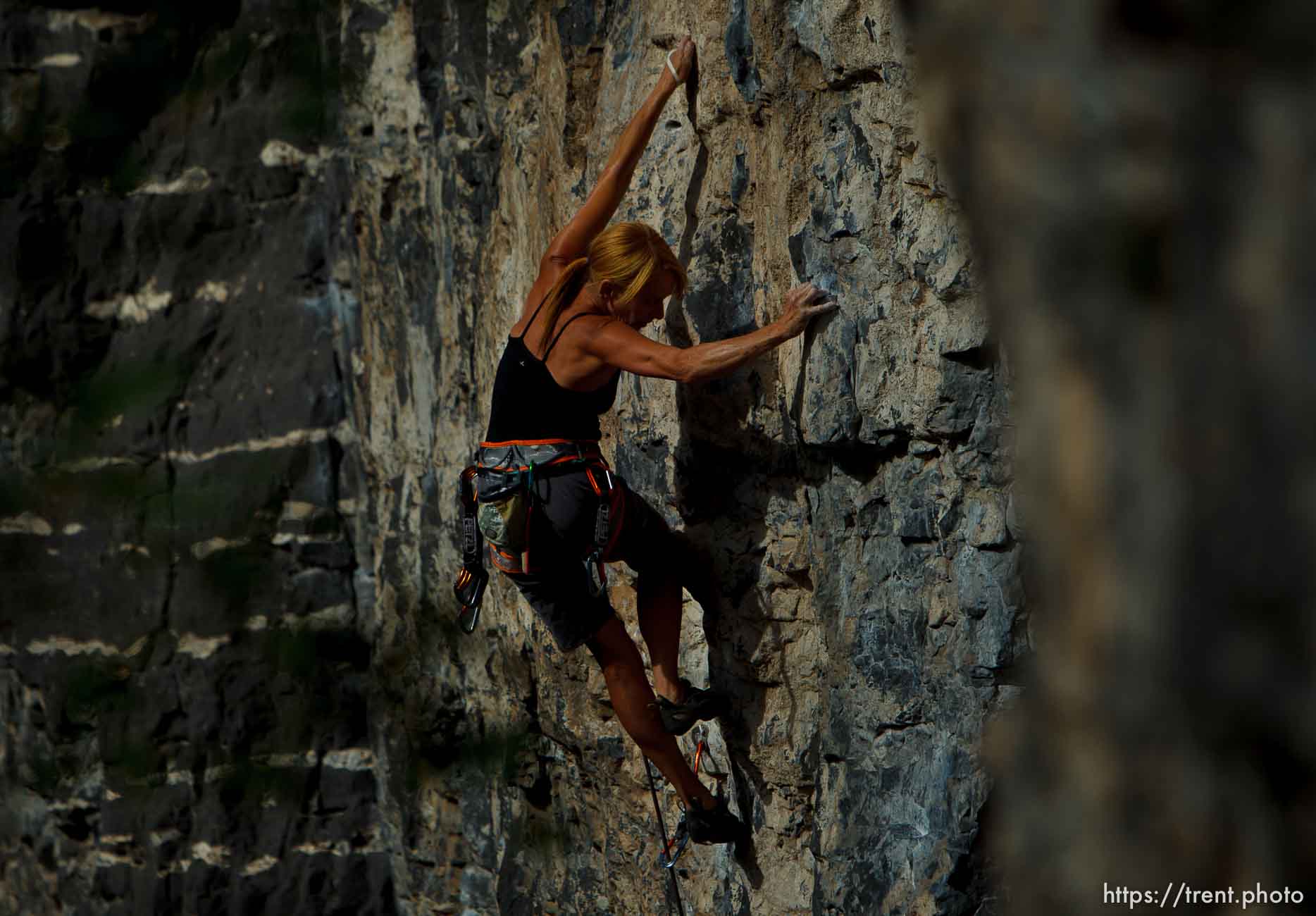 Trent Nelson  |  The Salt Lake Tribune
Mindy Shulak climbs the Division Wall, Wednesday June 19, 2013 in American Fork Canyon.