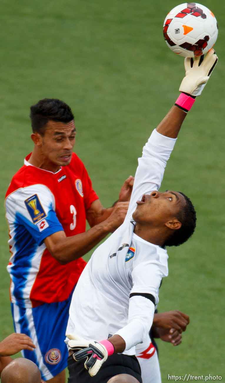 Trent Nelson  |  The Salt Lake Tribune
Belize goalkeeper Woodrow West leaps up for a save as Costa Rica defeats Belize 1-0 in CONCACAF Gold Cup soccer at Rio Tinto Stadium in Sandy, Saturday July 13, 2013.