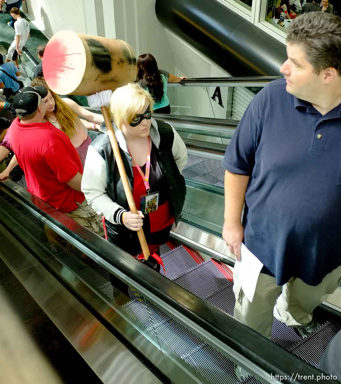 Trent Nelson  |  The Salt Lake Tribune
Characters ride the escalator at Salt Lake Comic Con in Salt Lake City Saturday, September 7, 2013.