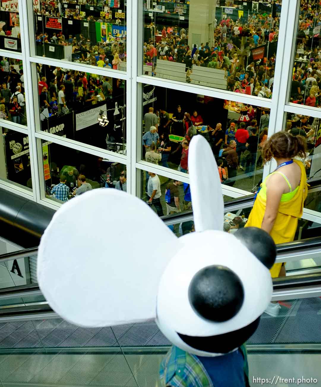 Trent Nelson  |  The Salt Lake Tribune
Deadmau5 on the escalator at Salt Lake Comic Con in Salt Lake City Saturday, September 7, 2013.