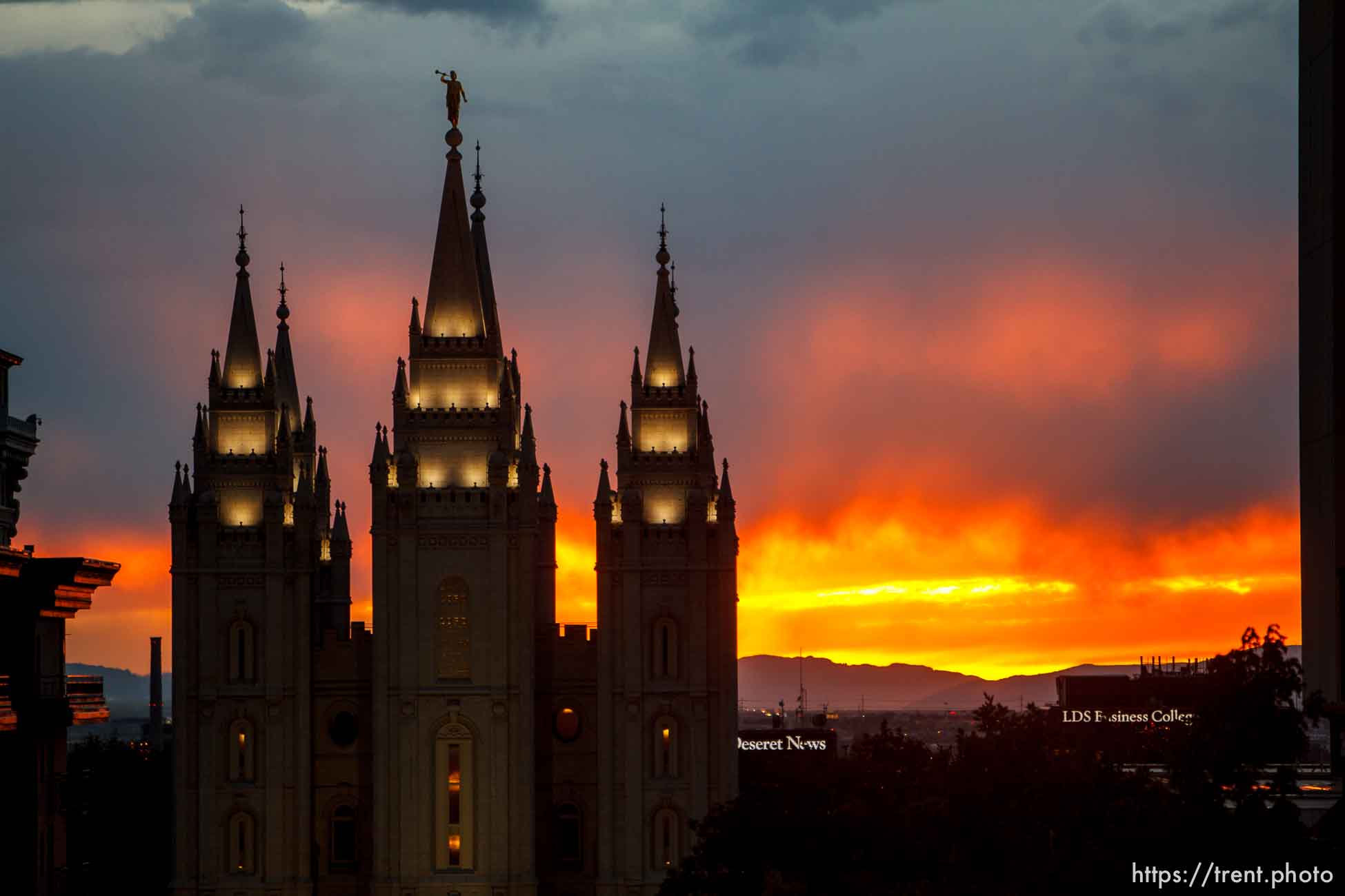 LDS temple at sunset, Salt Lake City, Wednesday, September 25, 2013.