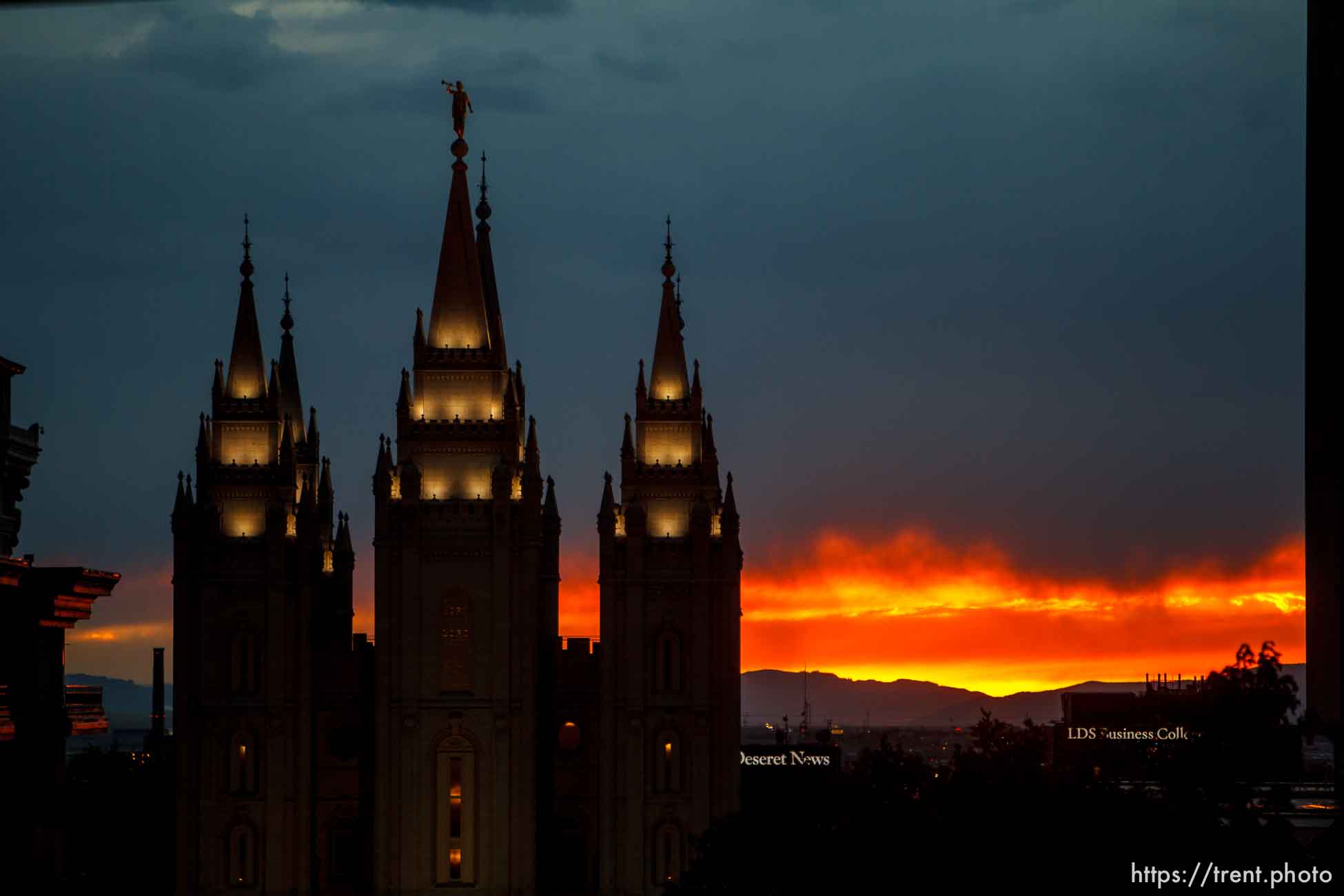 LDS temple at sunset, Salt Lake City, Wednesday, September 25, 2013.