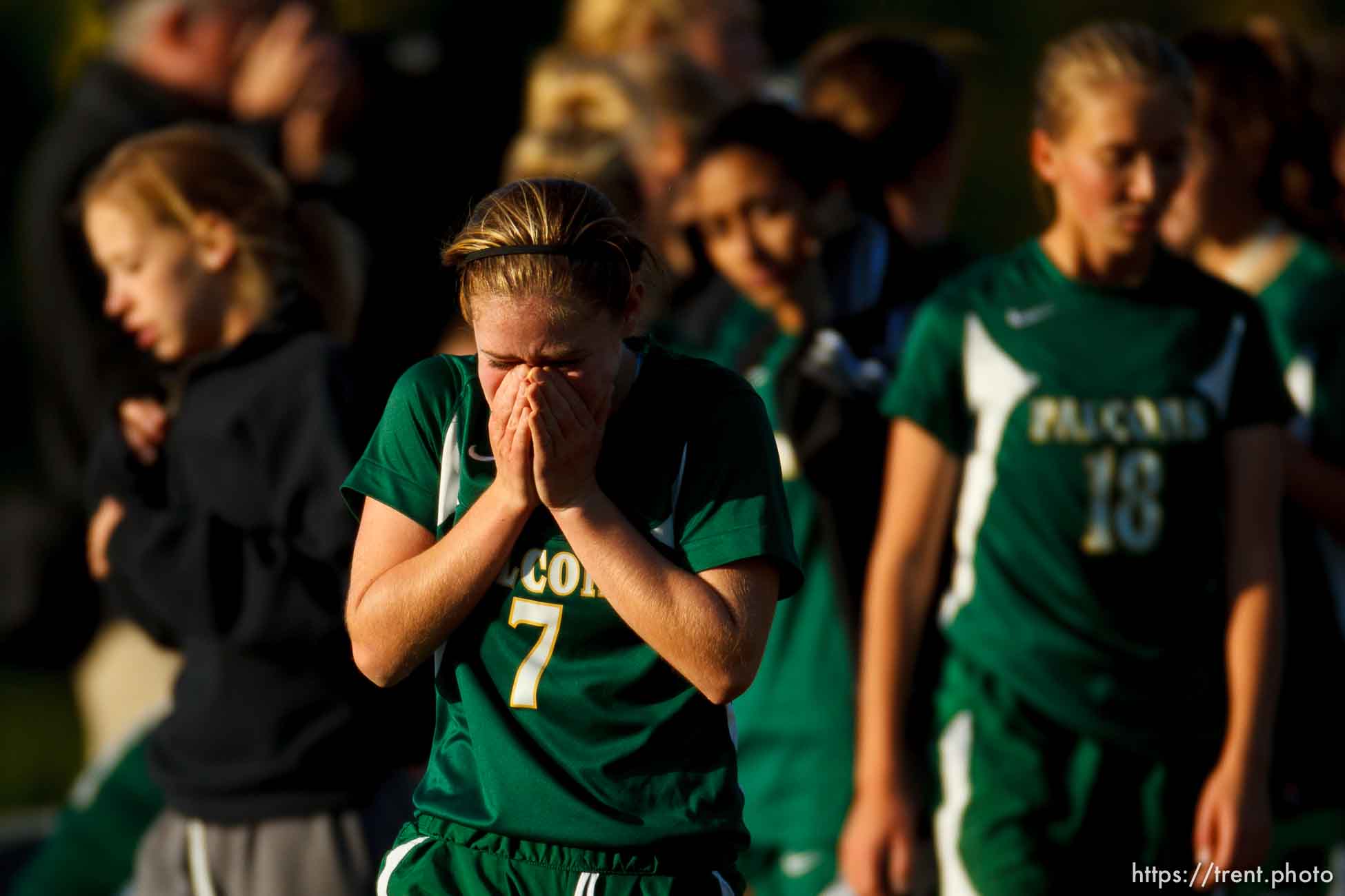 Trent Nelson  |  The Salt Lake Tribune
Clearfield's Kacey Bolingbroke reacts to the loss as Skyline hosts Clearfield High School, girls soccer 4A state quarterfinal in Salt Lake City, Thursday October 17, 2013.