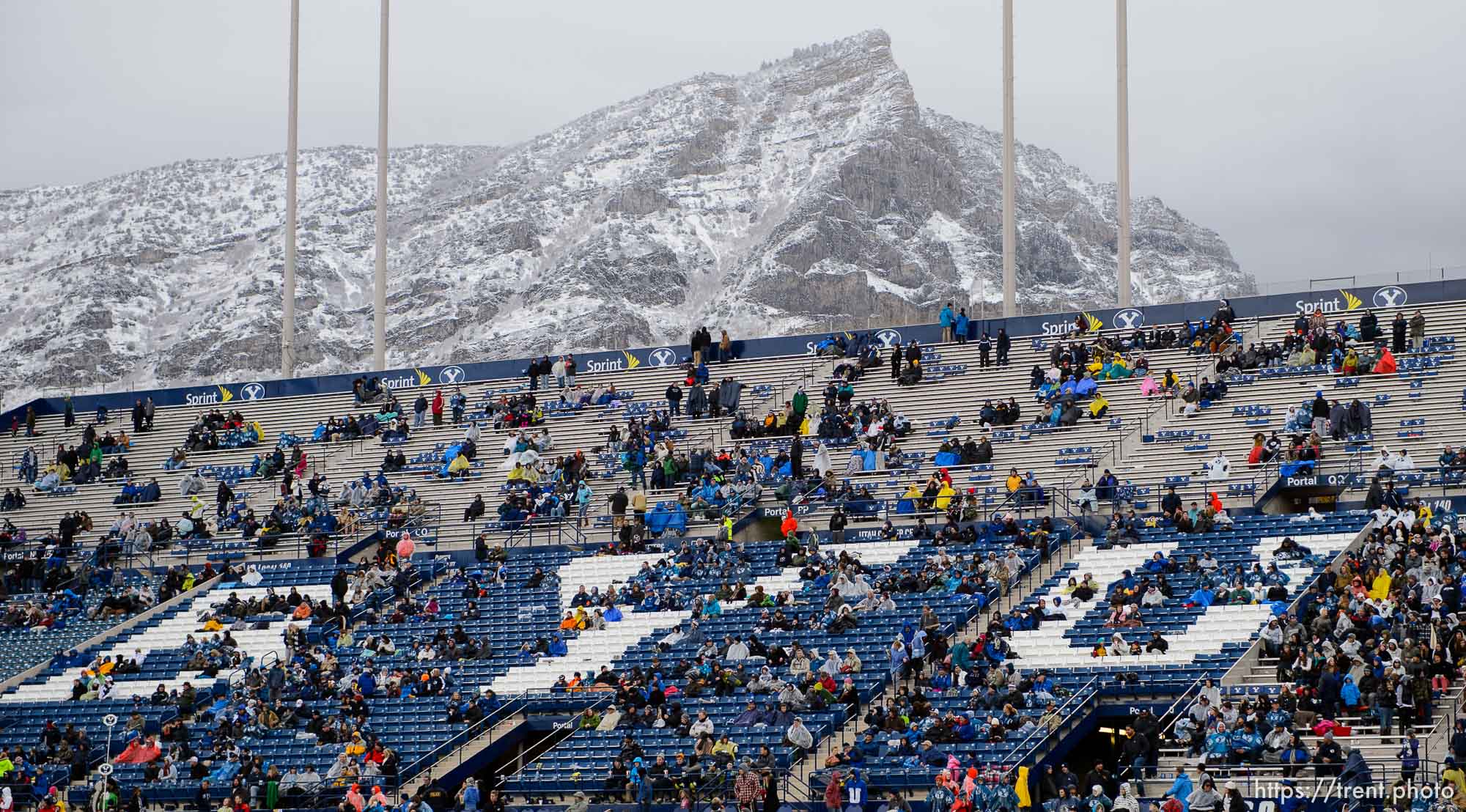 Trent Nelson  |  The Salt Lake Tribune
A smattering of fans remains in the fourth quarter as BYU hosts Idaho State, college football at LaVell Edwards Stadium in Provo, Saturday November 16, 2013.