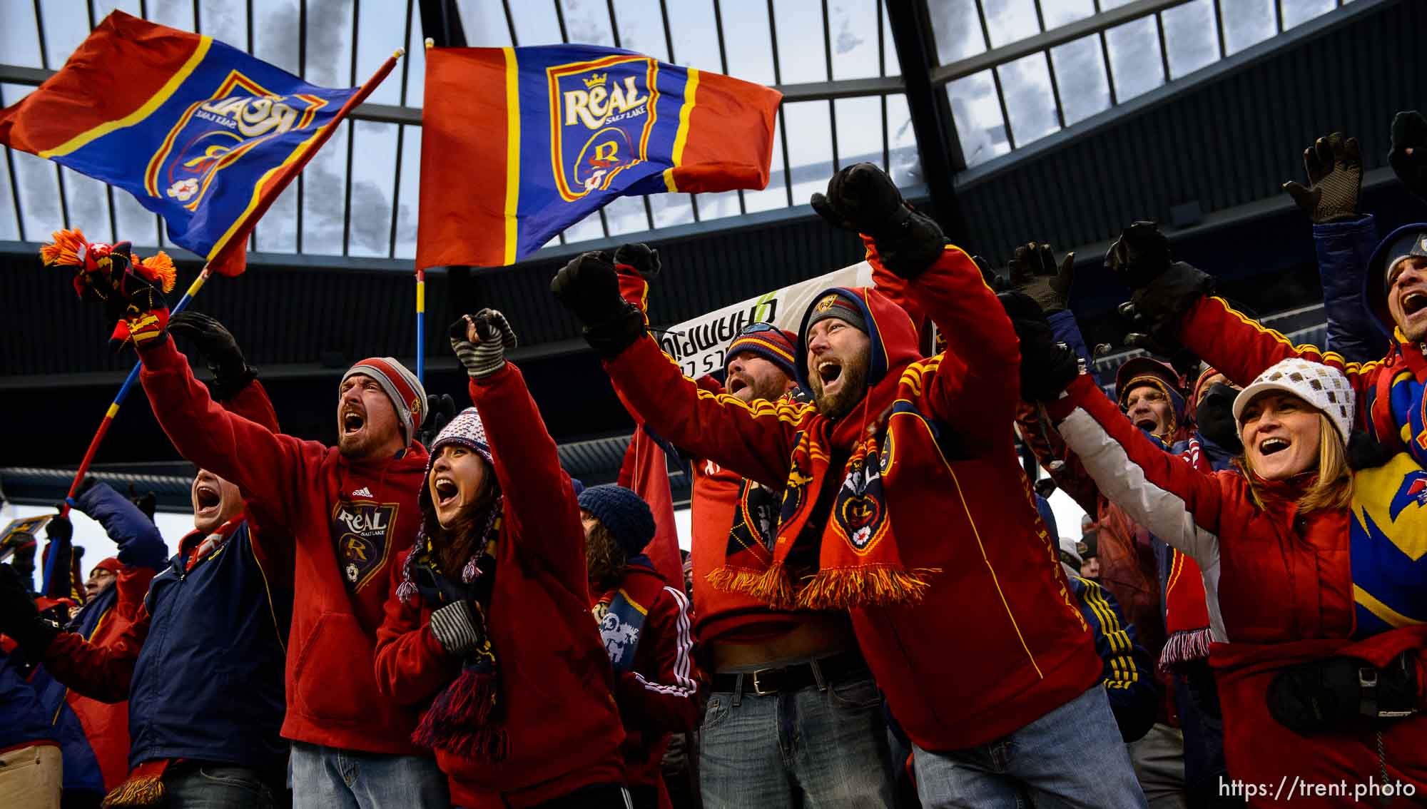 Trent Nelson  |  The Salt Lake Tribune
RSL fans celebrate a goal by Alvaro Saborio as Real Salt Lake is defeated by Sporting KC in the MLS Cup Final at Sporting Park in Kansas City, Saturday December 7, 2013.