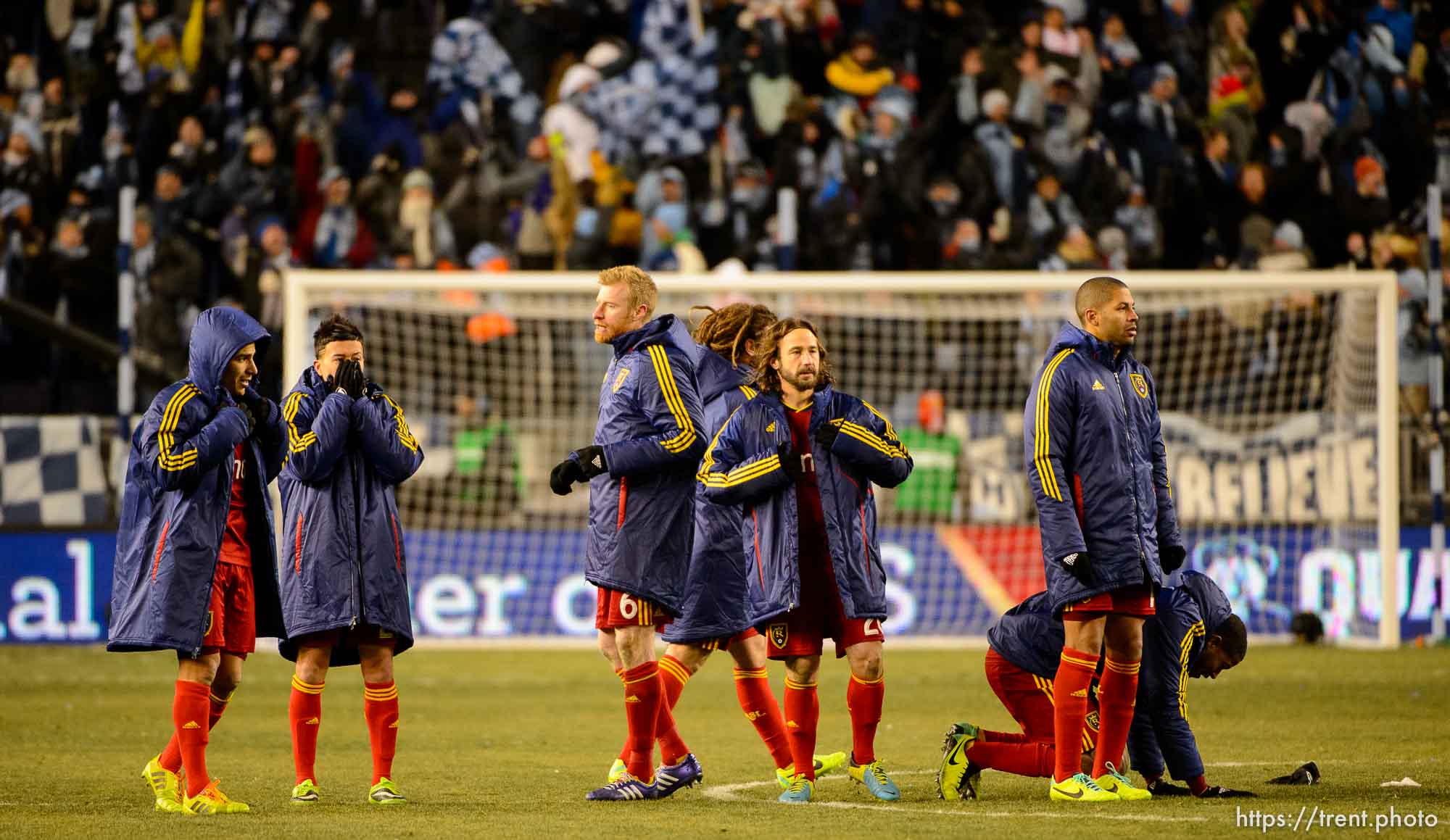 Trent Nelson  |  The Salt Lake Tribune
RSL players react to the loss as Real Salt Lake faces Sporting KC in the MLS Cup Final at Sporting Park in Kansas City, Saturday December 7, 2013.