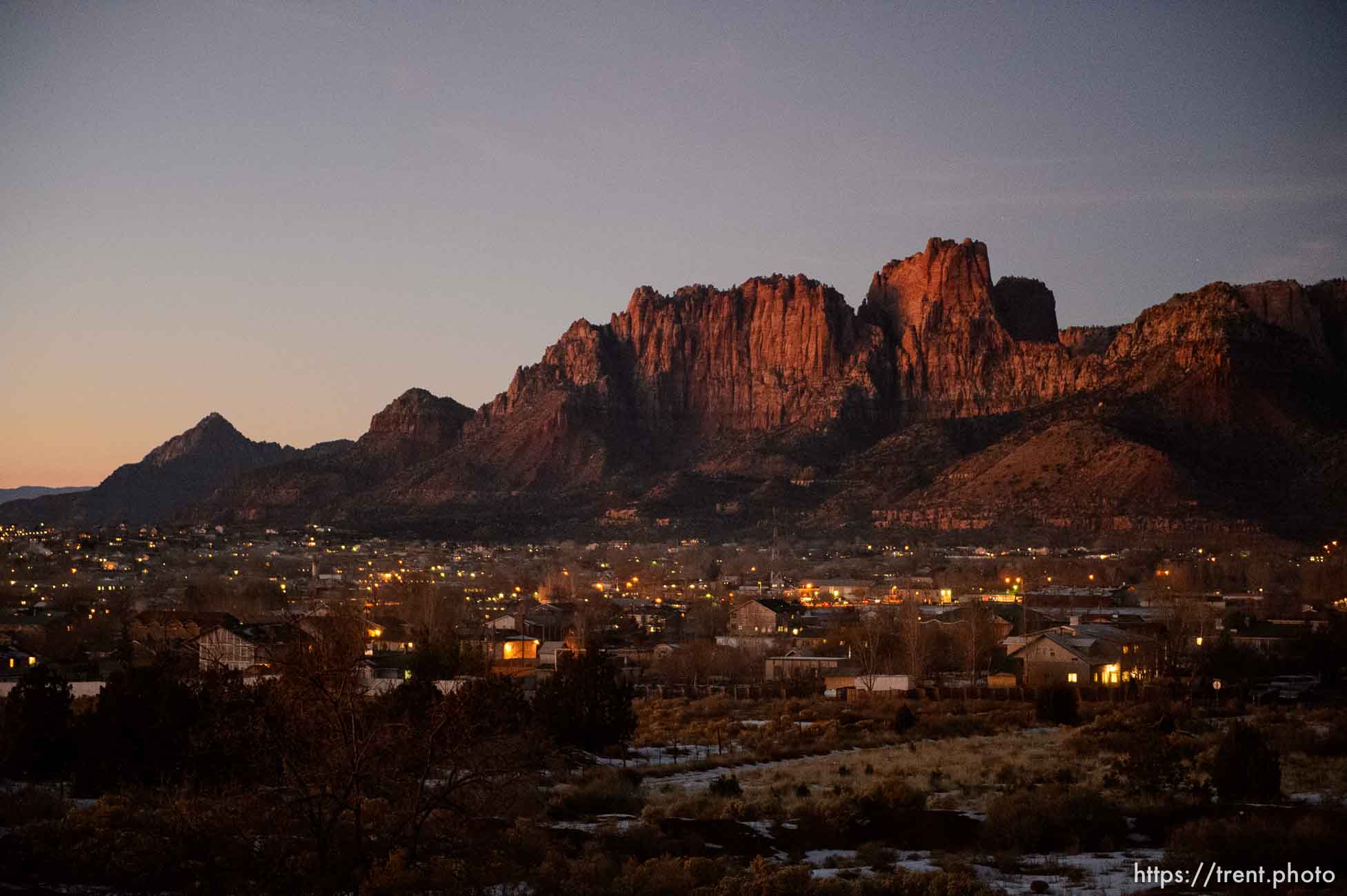 Trent Nelson  |  The Salt Lake Tribune
The sun sets on on Hildale and Colorado City Saturday December 14, 2013.