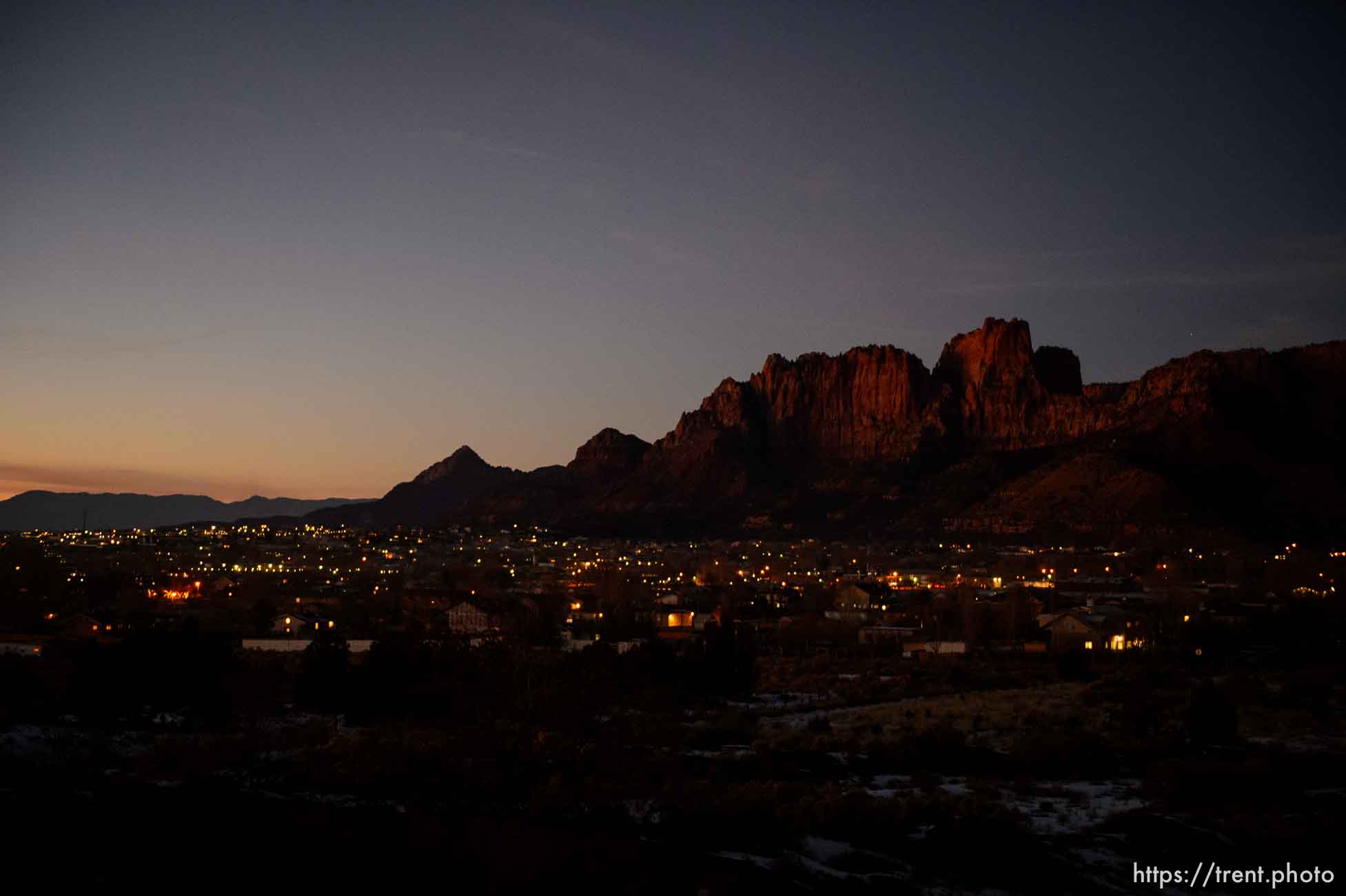 Trent Nelson  |  The Salt Lake Tribune
The sun sets on on Hildale and Colorado City Saturday December 14, 2013.