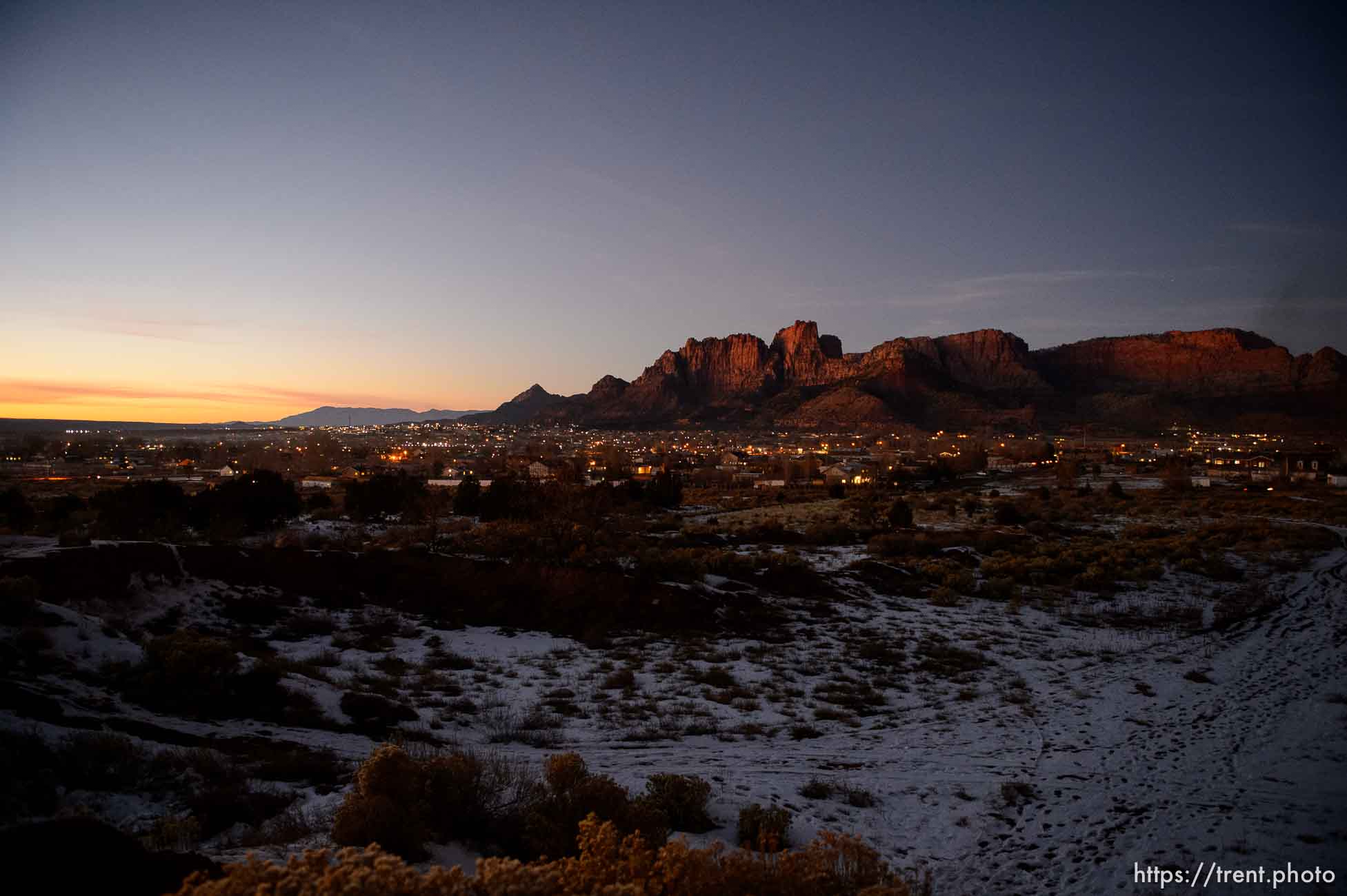 Trent Nelson  |  The Salt Lake Tribune
The sun sets on on Hildale and Colorado City Saturday December 14, 2013.