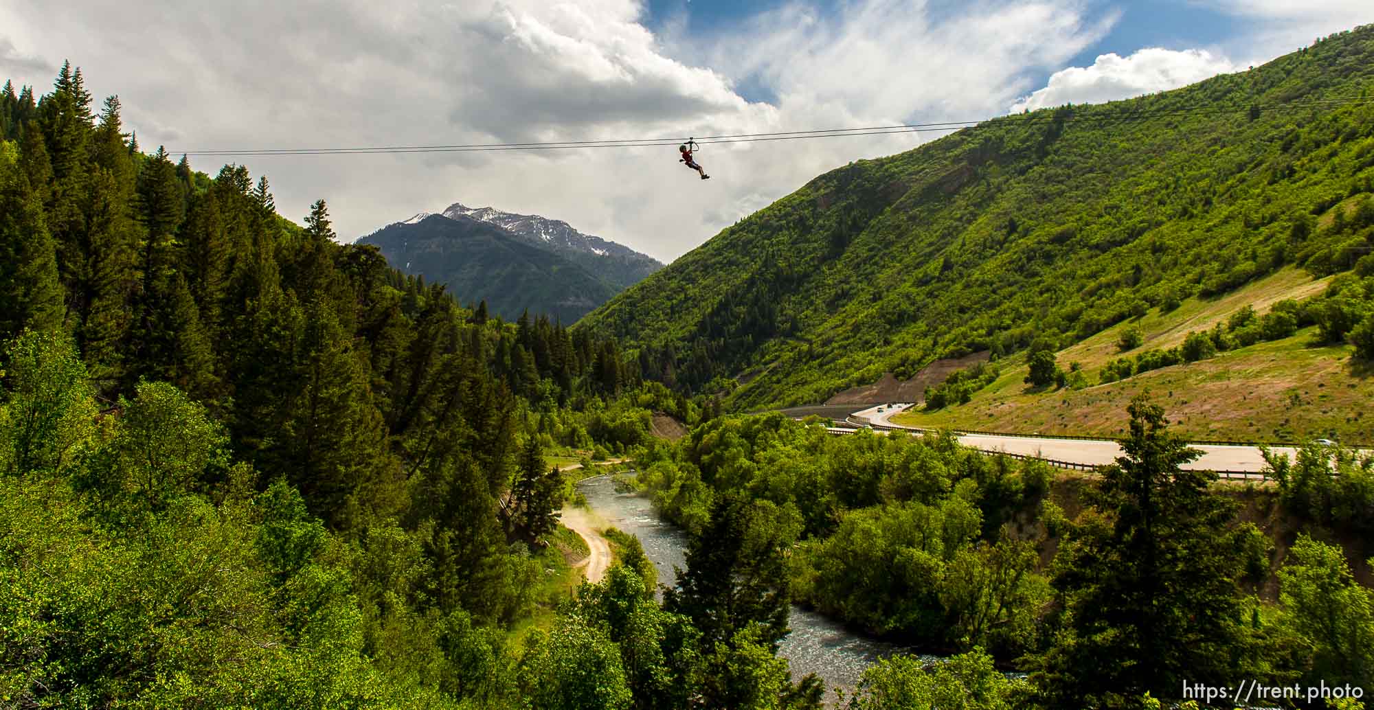 Trent Nelson  |  The Salt Lake Tribune
Benjamin Bolton takes a ride above Provo Canyon at Max Zipline, Saturday May 31, 2014.