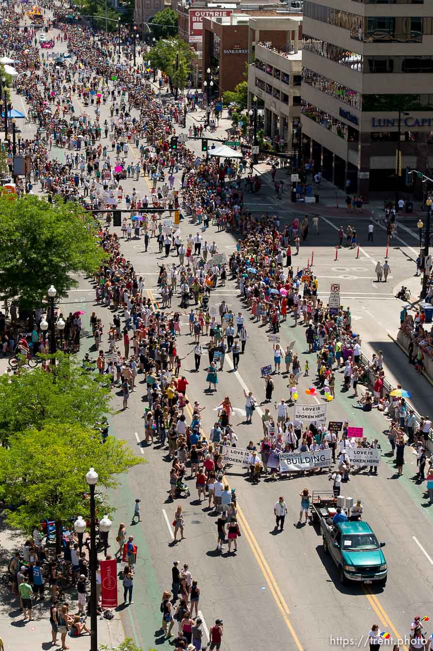 Trent Nelson  |  The Salt Lake Tribune
Pride parade, Sunday June 8, 2014. mormons building bridges