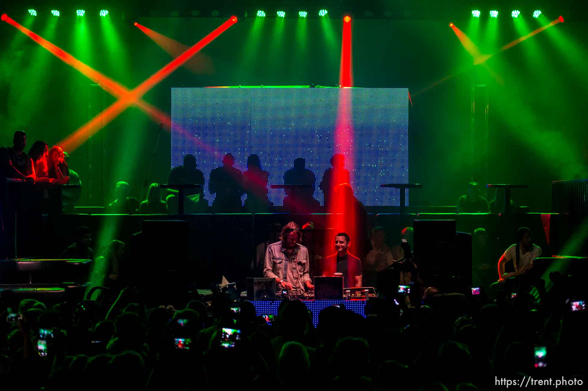 Trent Nelson  |  The Salt Lake Tribune
Zach Cowie and Elijah Wood of DJ Wooden Wisdom perform at the FantasyCon kick-off party, held at The Complex in Salt Lake City, Wednesday July 2, 2014.