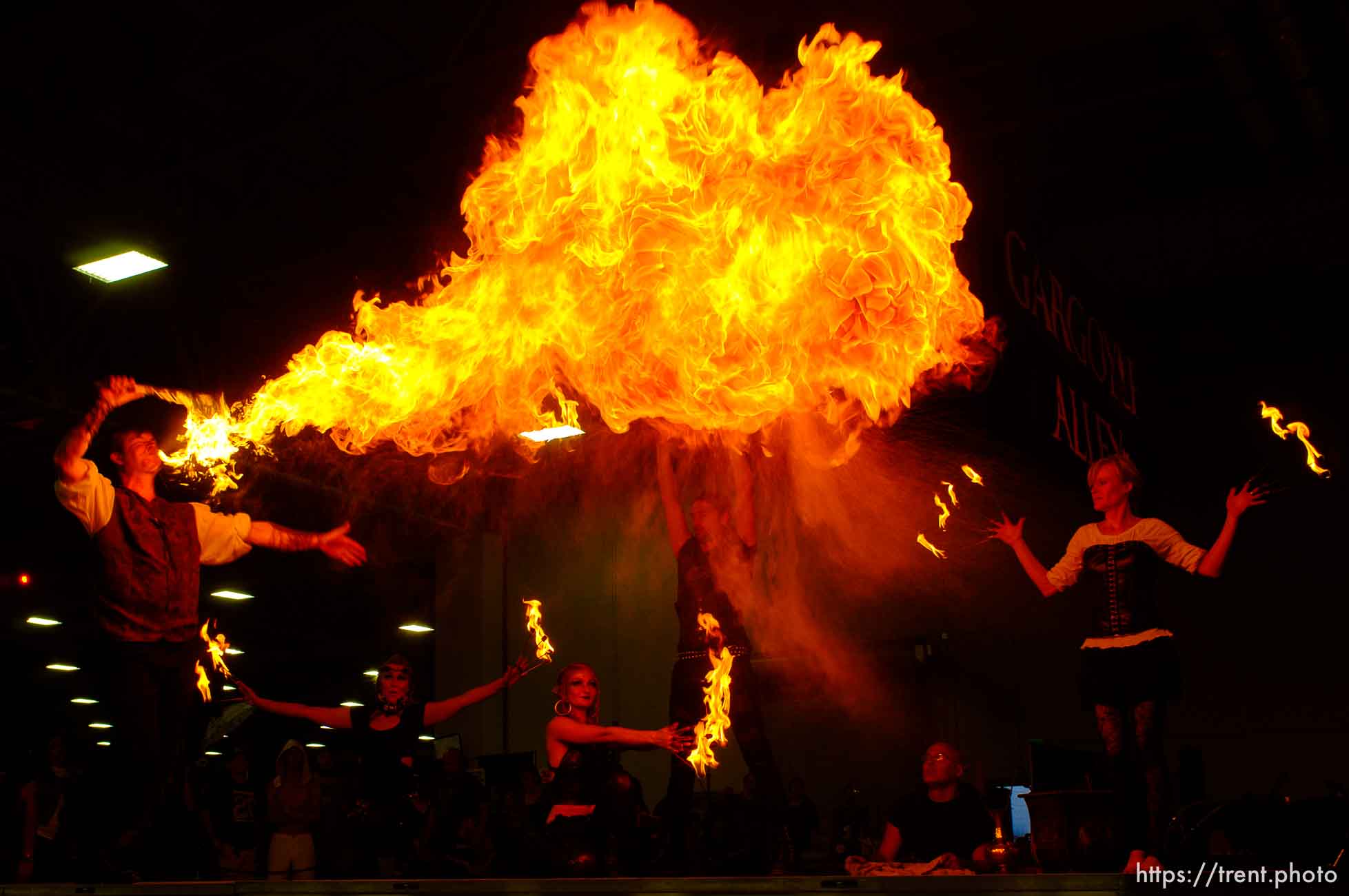 Trent Nelson  |  The Salt Lake Tribune
Moki breathes fire while performing with Voodoo Productions at FantasyCon, held at the Salt Palace Convention Center in Salt Lake City, Saturday July 5, 2014.