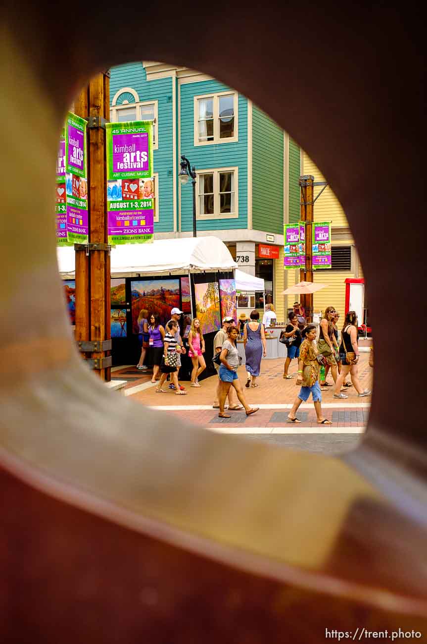 Trent Nelson  |  The Salt Lake Tribune
The Park City Arts Festival, seen through sculpture by CJR Design Studio, Saturday August 2, 2014.