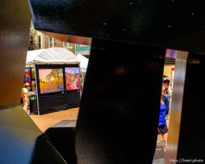 Trent Nelson  |  The Salt Lake Tribune
The Park City Arts Festival, seen through sculpture by CJR Design Studio, Saturday August 2, 2014.