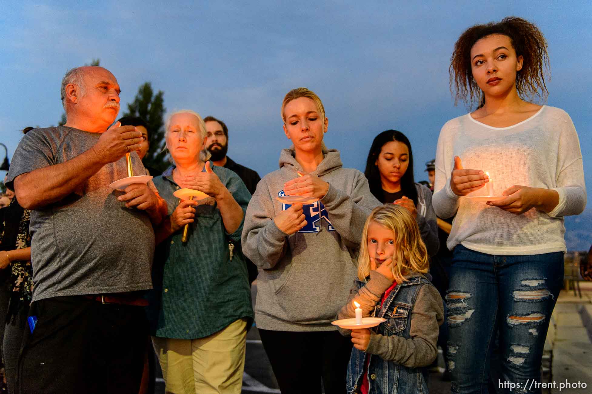 Trent Nelson  |  The Salt Lake Tribune
Candles are lit at a candlelight vigil Sunday September 14, 2014 for Darrien Hunt, who was shot and killed by Saratoga Springs police.