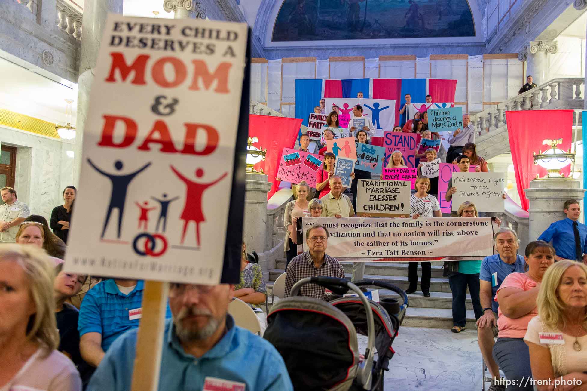 Trent Nelson  |  The Salt Lake Tribune
Traditional marriage supporters filled the Capitol Rotunda during a rally in Salt Lake City, Thursday September 18, 2014.