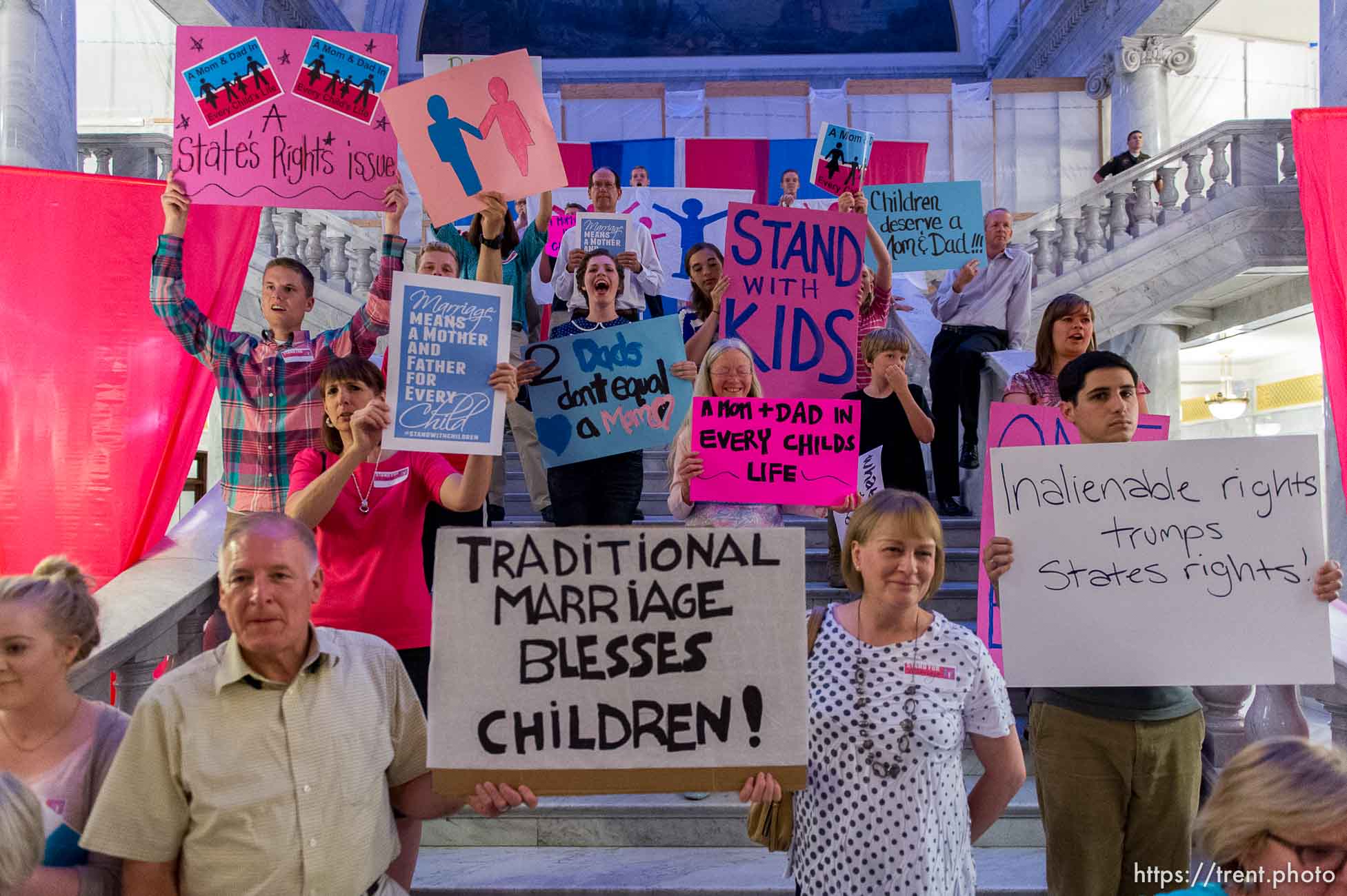 Trent Nelson  |  The Salt Lake Tribune
Traditional marriage supporters filled the Capitol Rotunda during a rally in Salt Lake City, Thursday September 18, 2014.